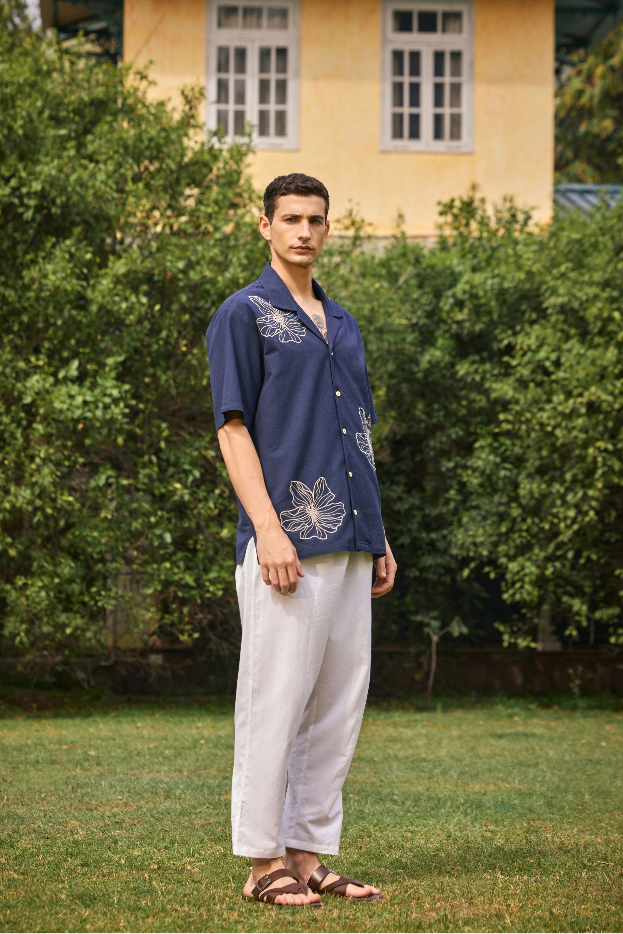 Midnight Blue Embroidered Shirt