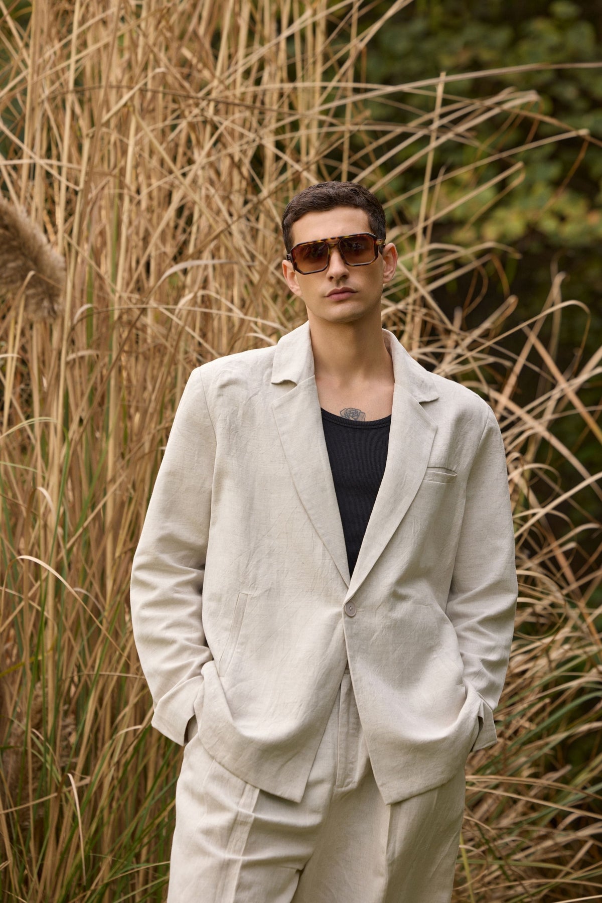 Men's Single-Breasted Linen Blazer