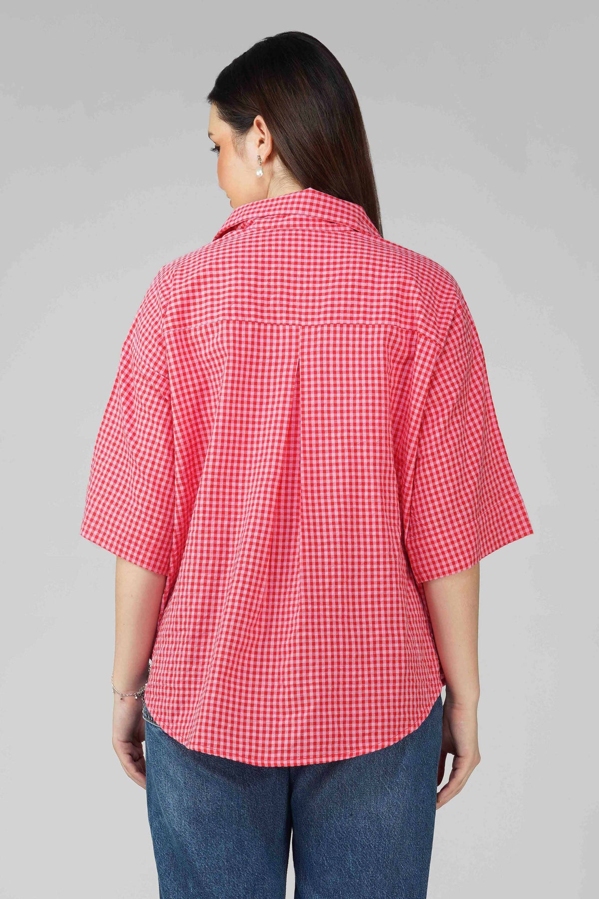 Red Gingham Oversized Shirt