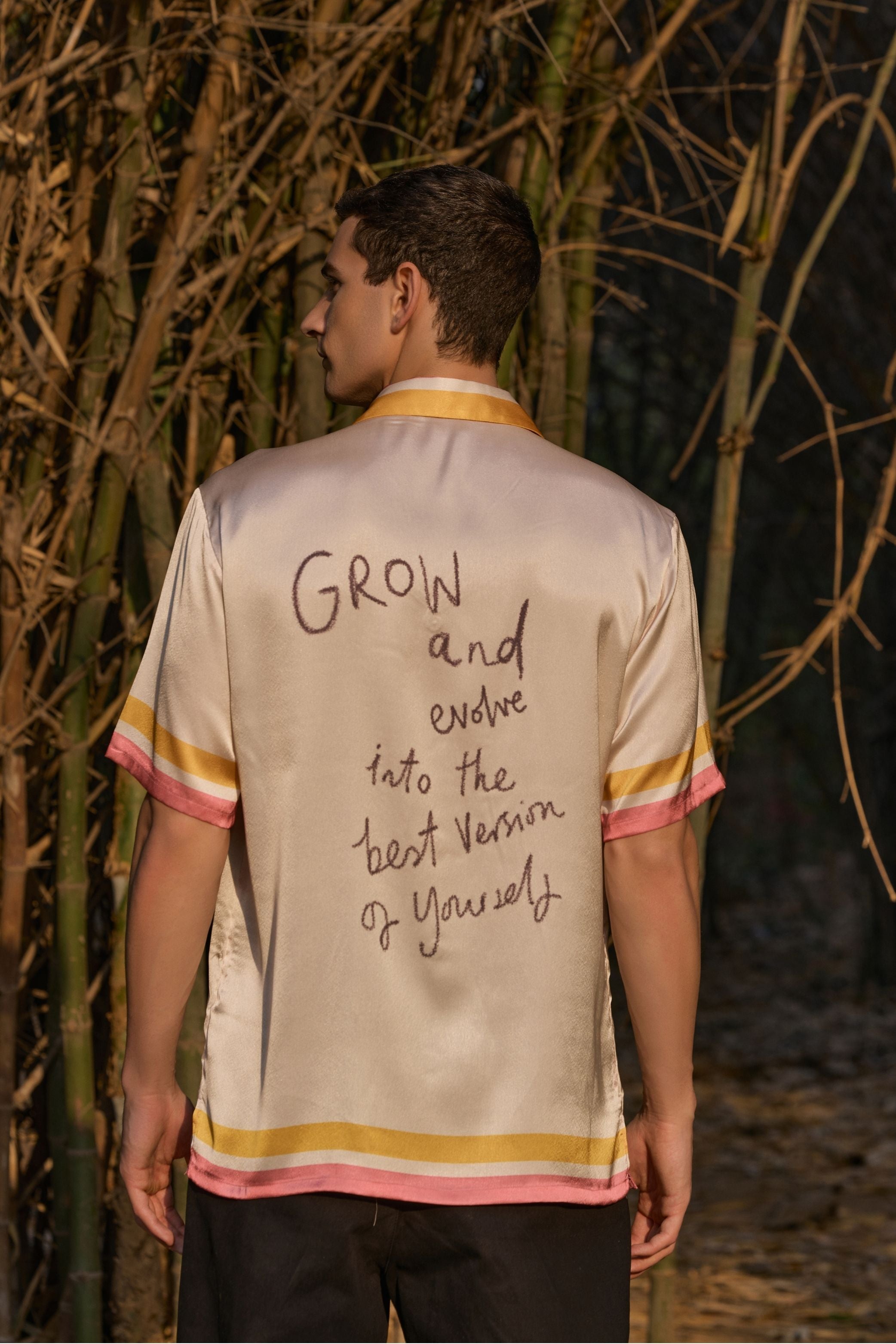 Satin Printed Camp Collar Shirt – Scribble Edition