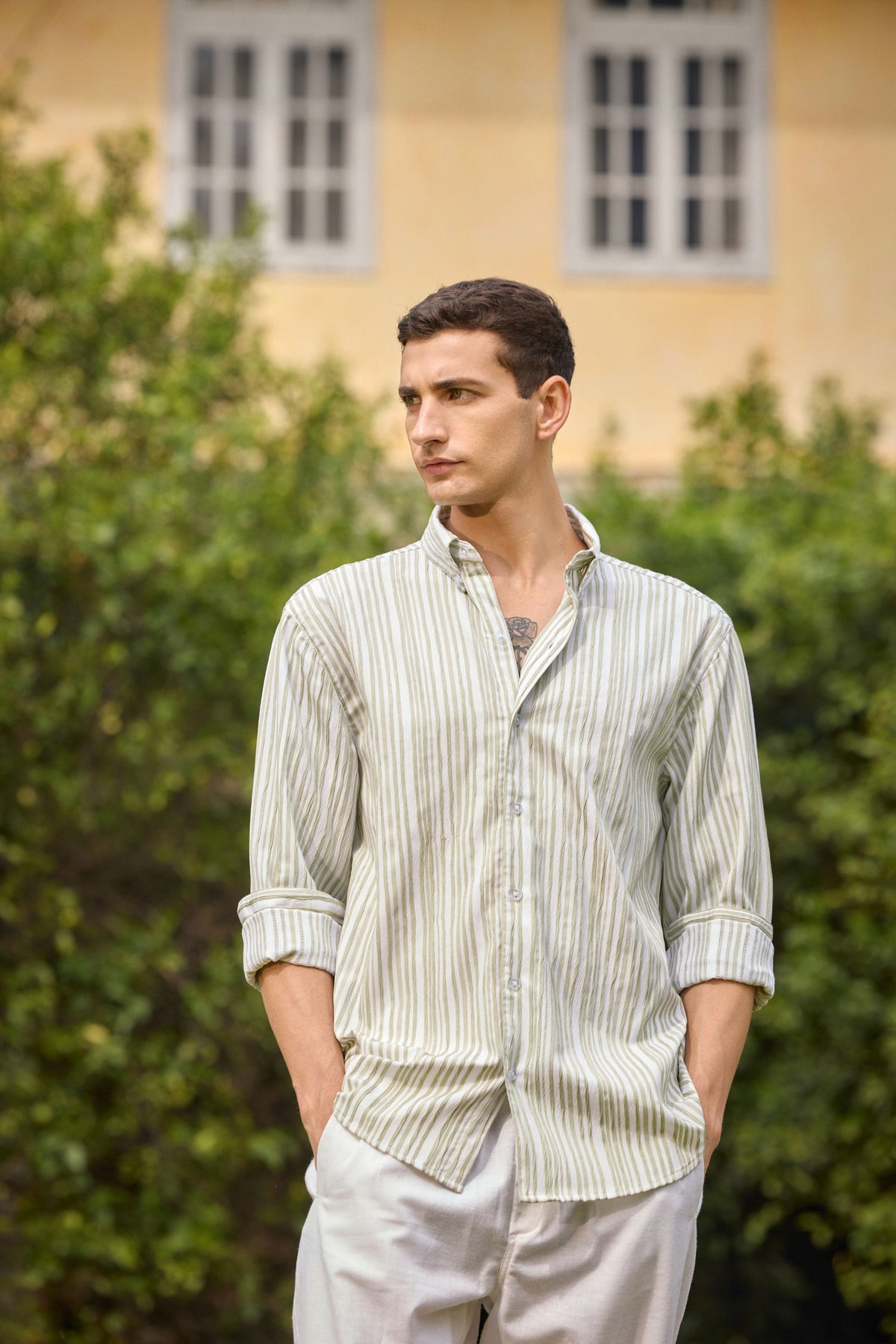 Men’s Green Striped Shirt