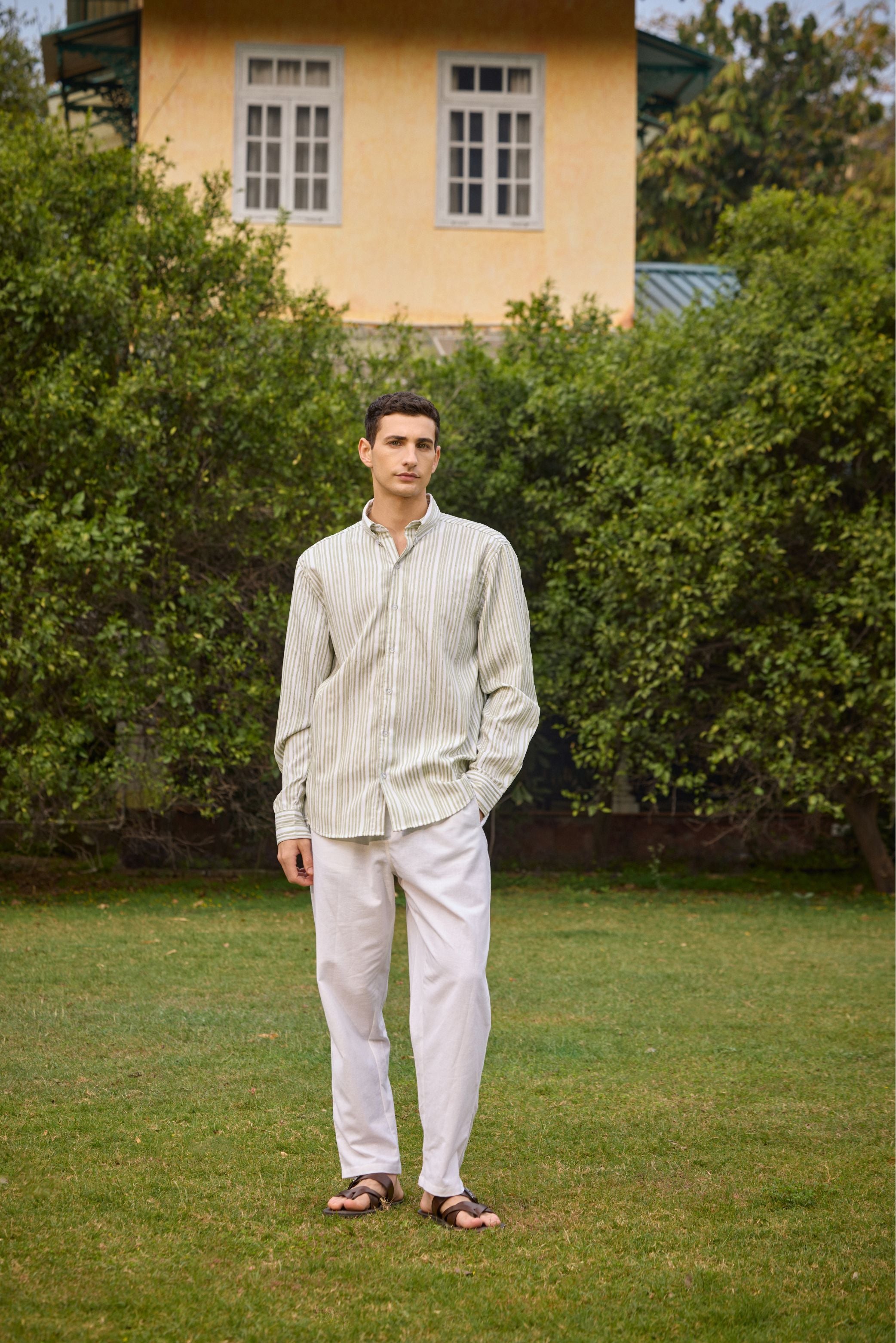 Men’s Green Striped Shirt