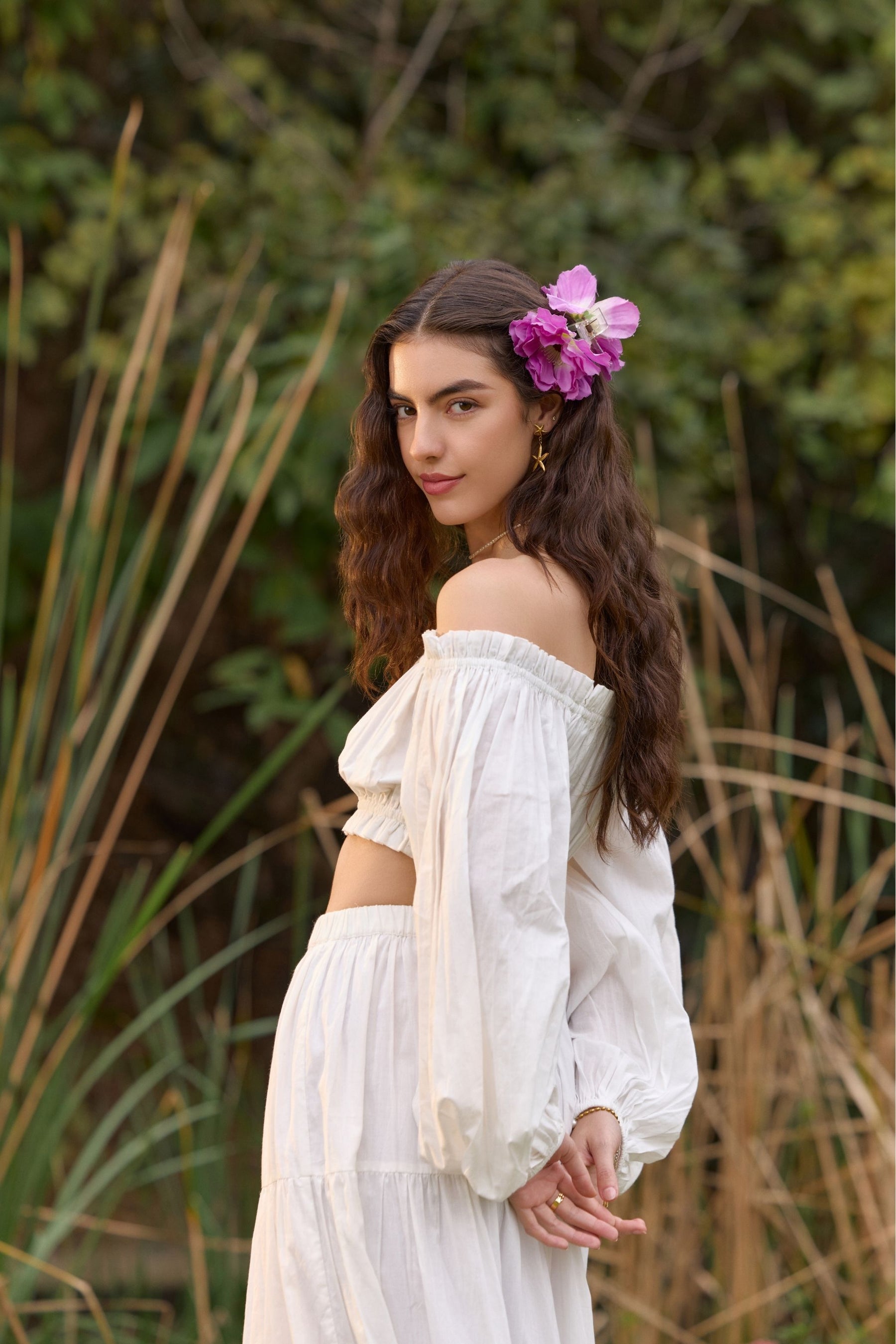 White Off-Shoulder Co-ord Set