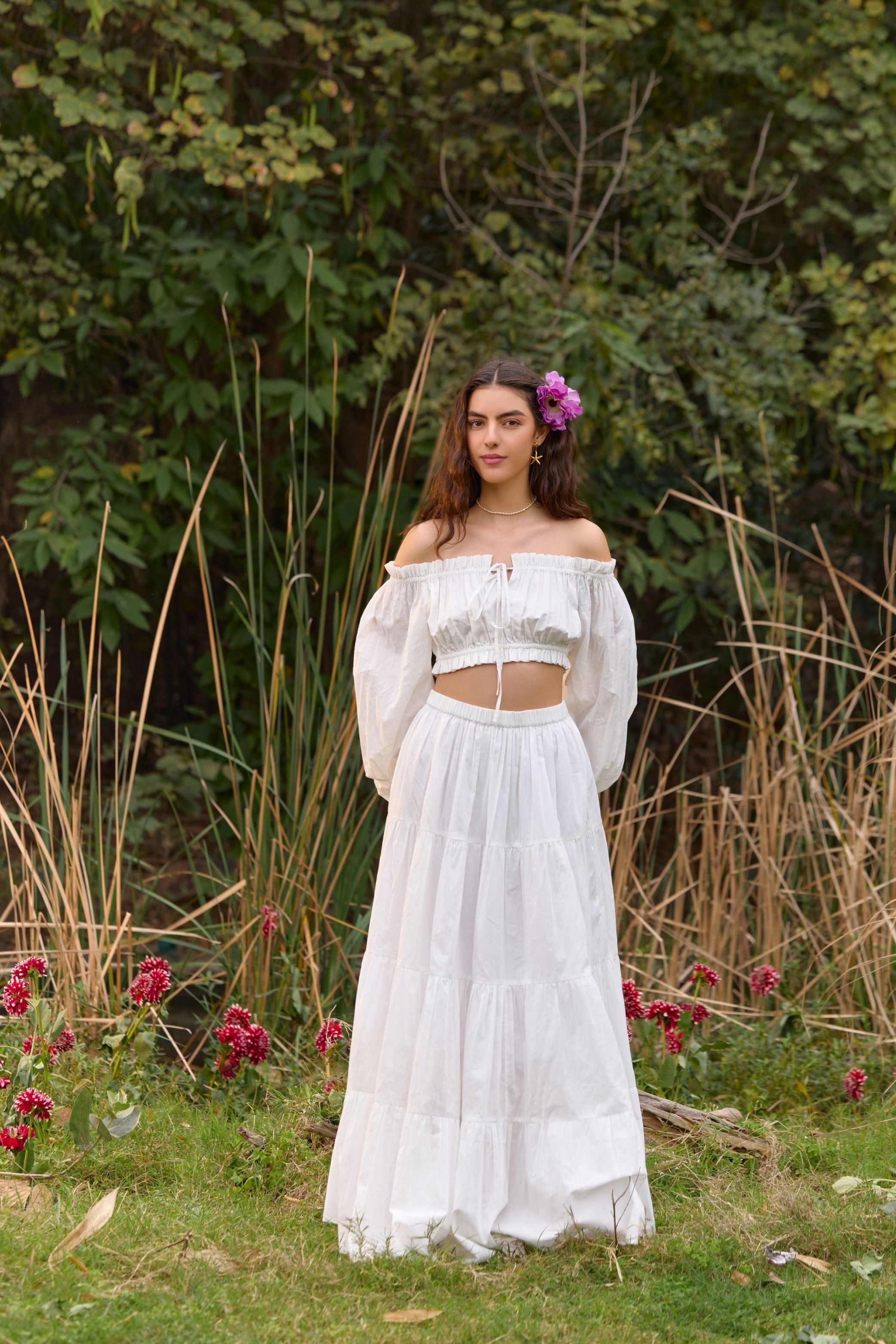 White Tiered Maxi Skirt