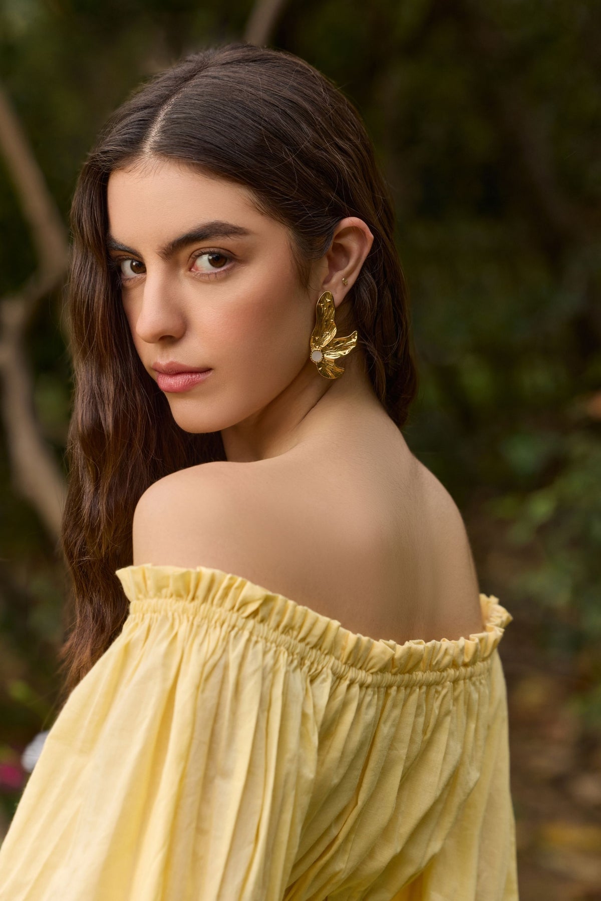 Butter Yellow Off-Shoulder Crop Top