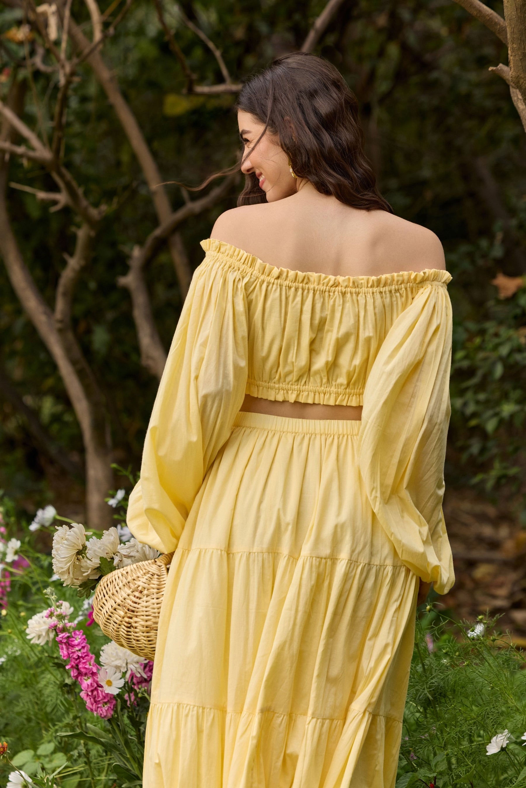Butter Yellow Off-Shoulder Co-ord Set