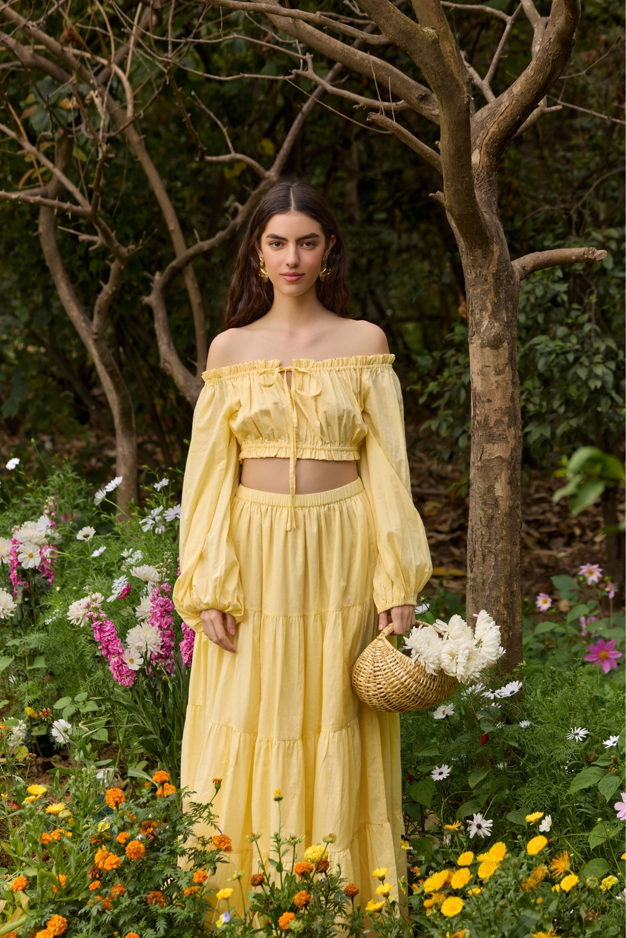 Golden Hour Off Shoulder Top in Butter Yellow Cotton