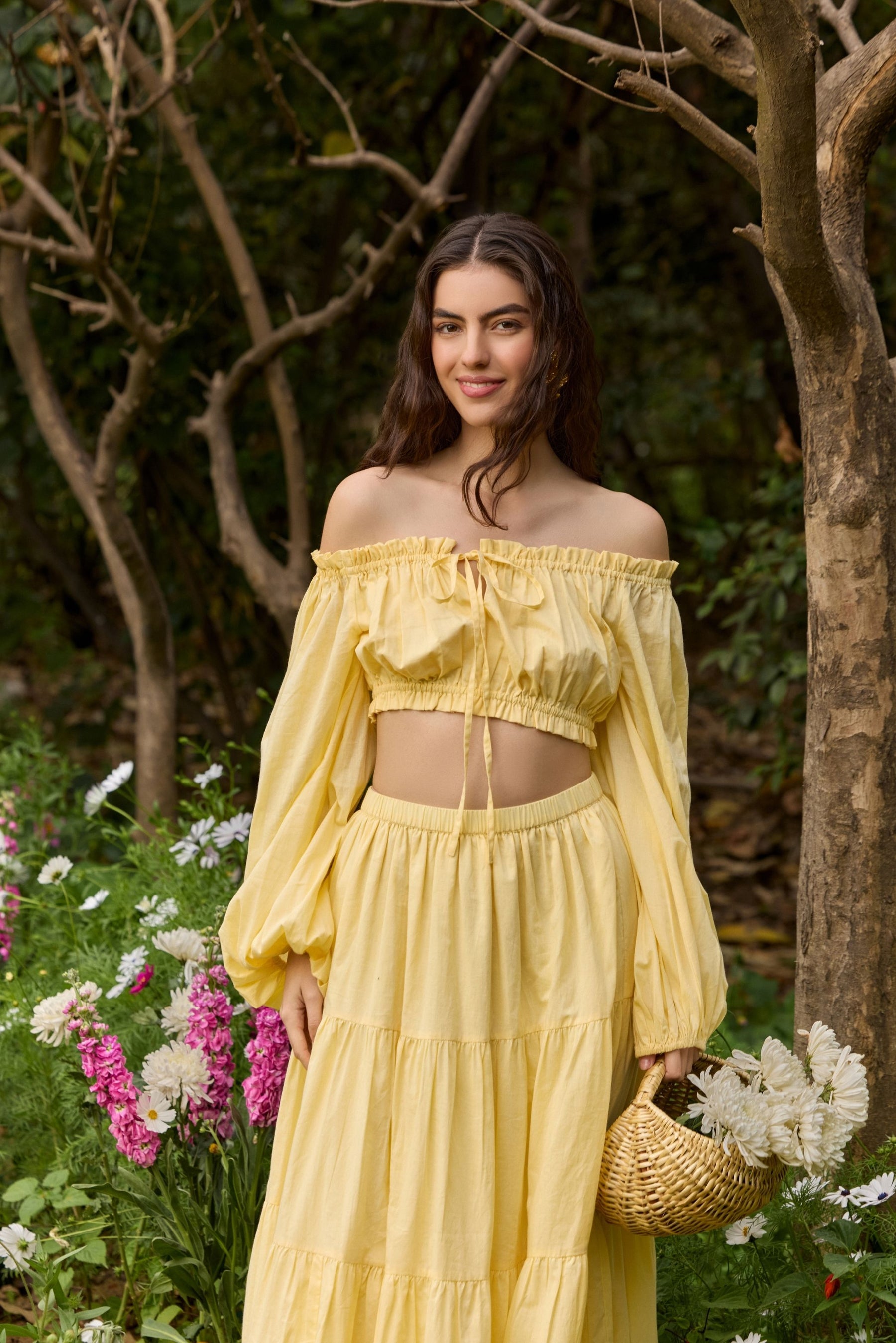 Butter Yellow Off-Shoulder Co-ord Set