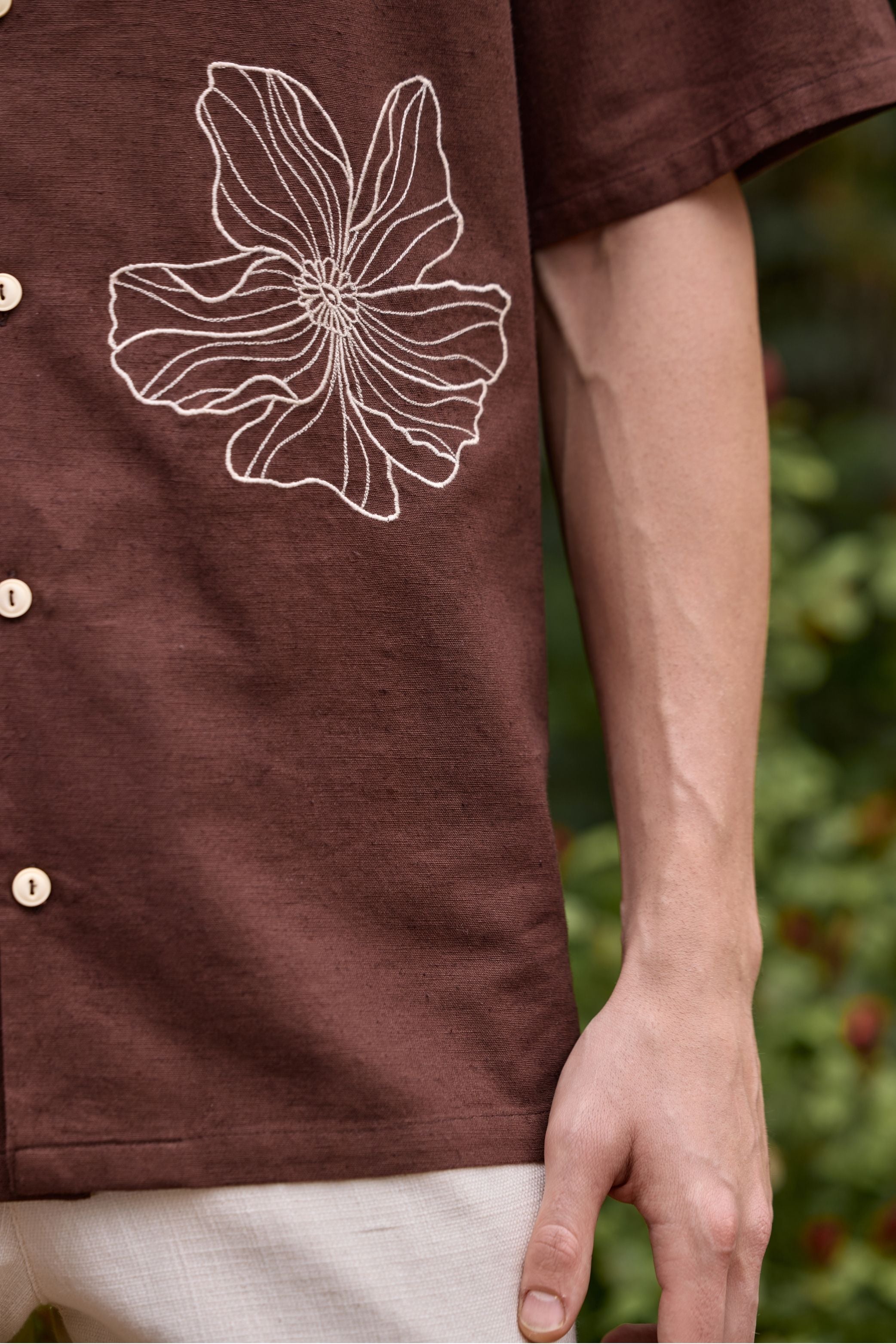 Earthy Brown Embroidered Shirt
