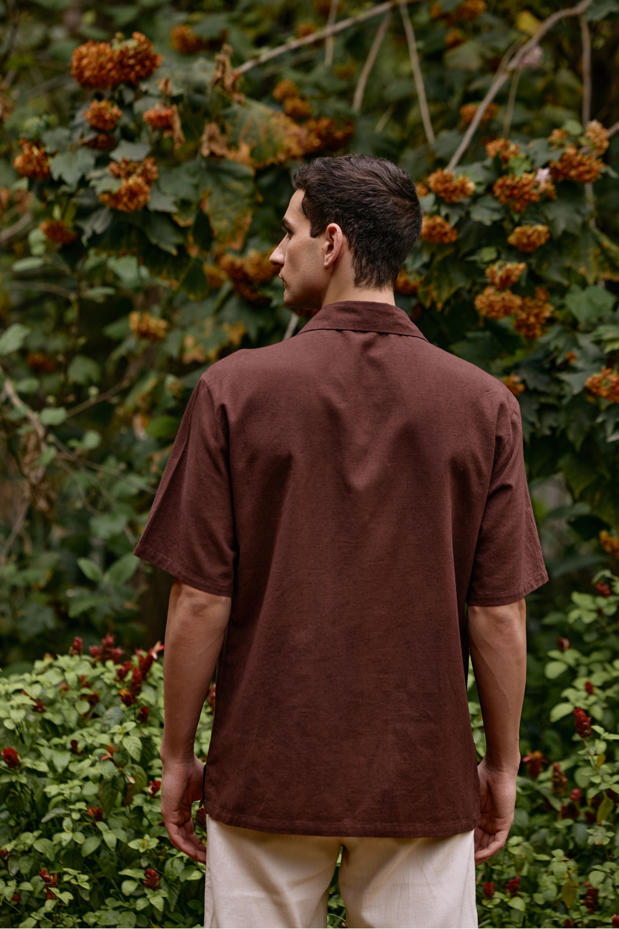 Earthy Brown Embroidered Shirt