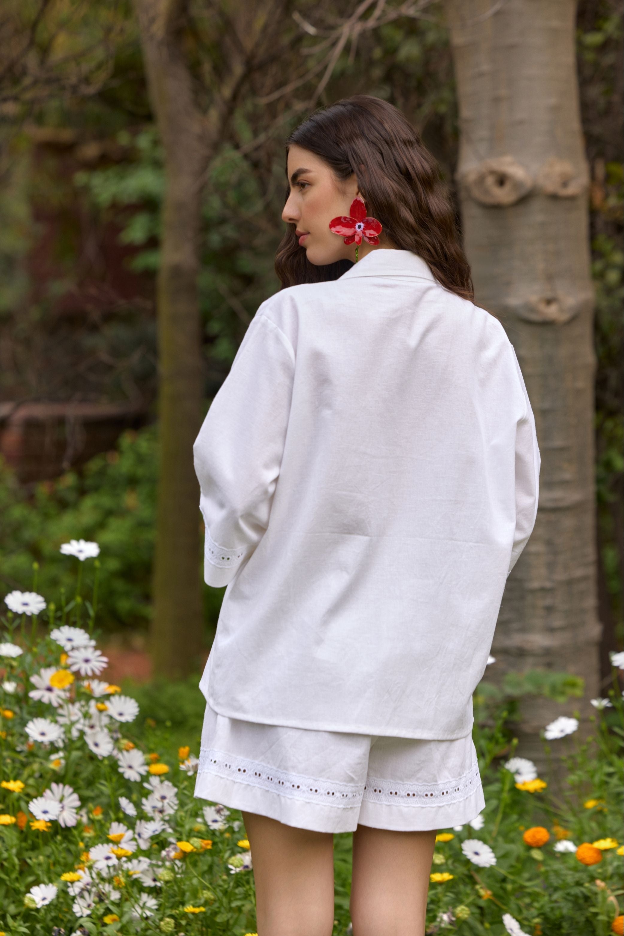 White Cotton Eyelet Shorts