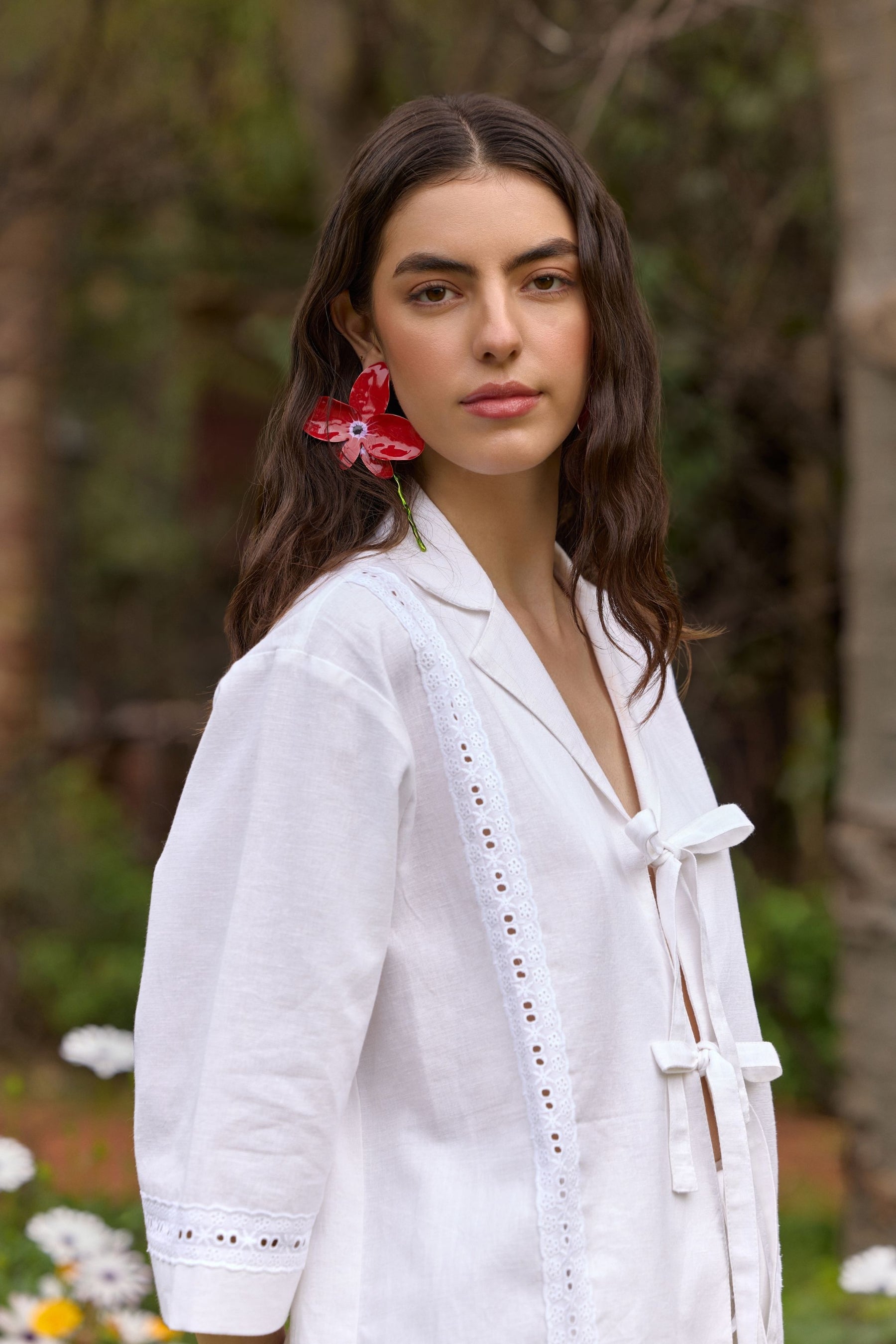 White Cotton Eyelet Co-ord Set