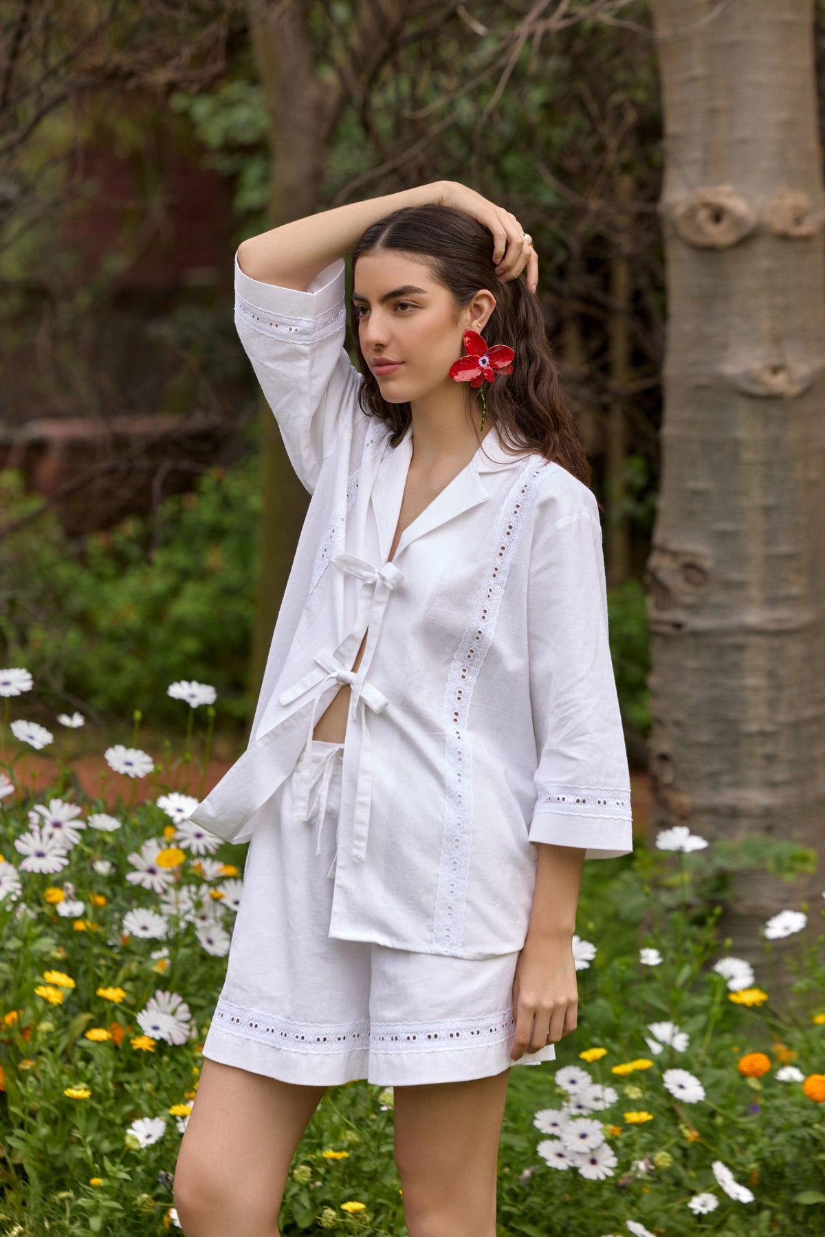 White Cotton Eyelet Shorts