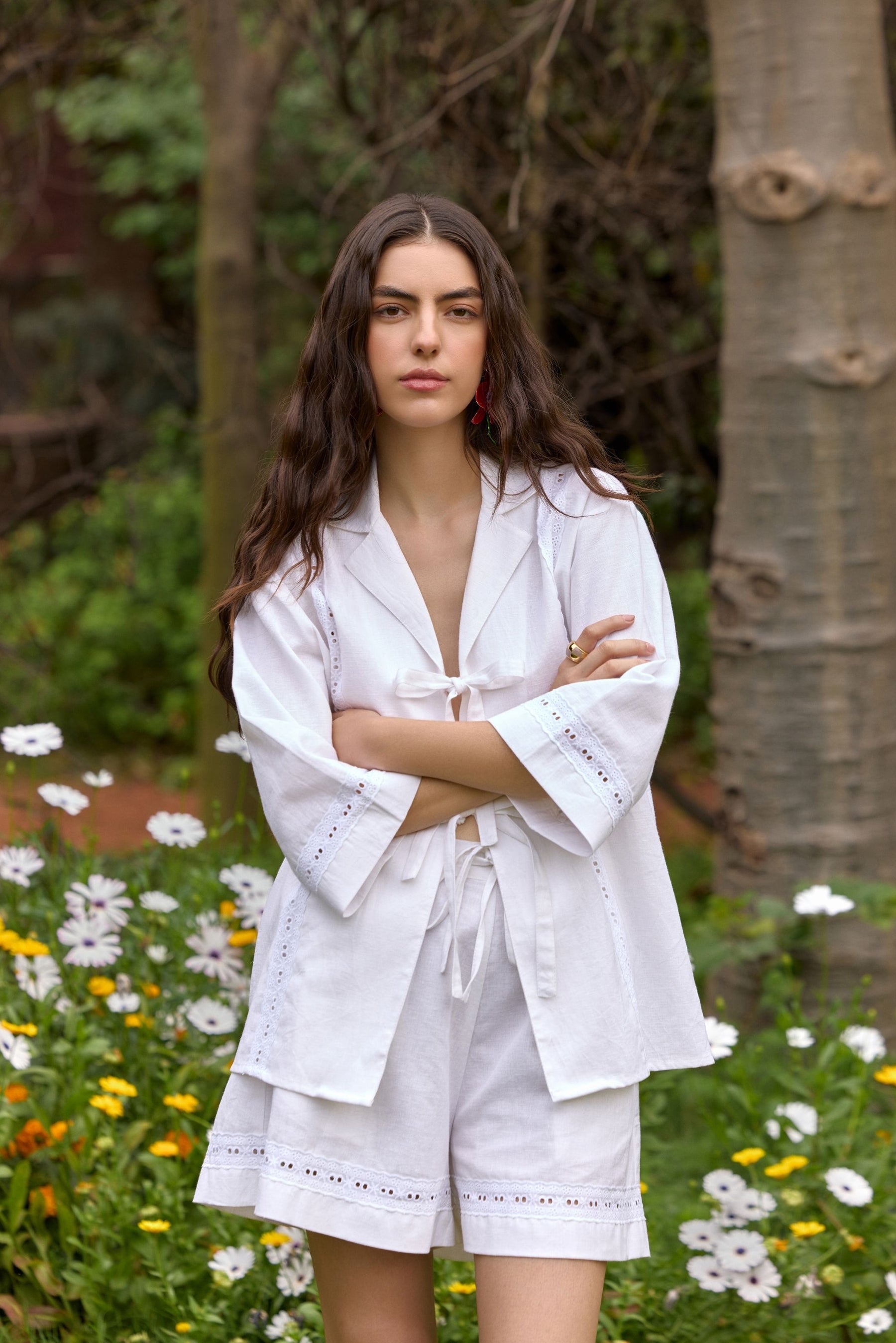 White Cotton Eyelet Co-ord Set