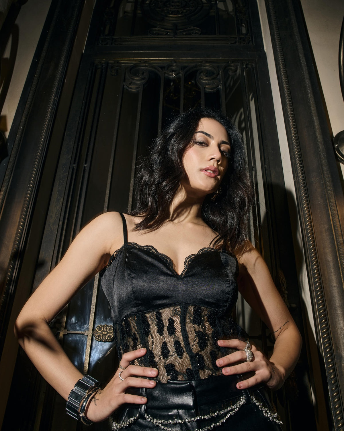 Midnight Mesh Embellished Top