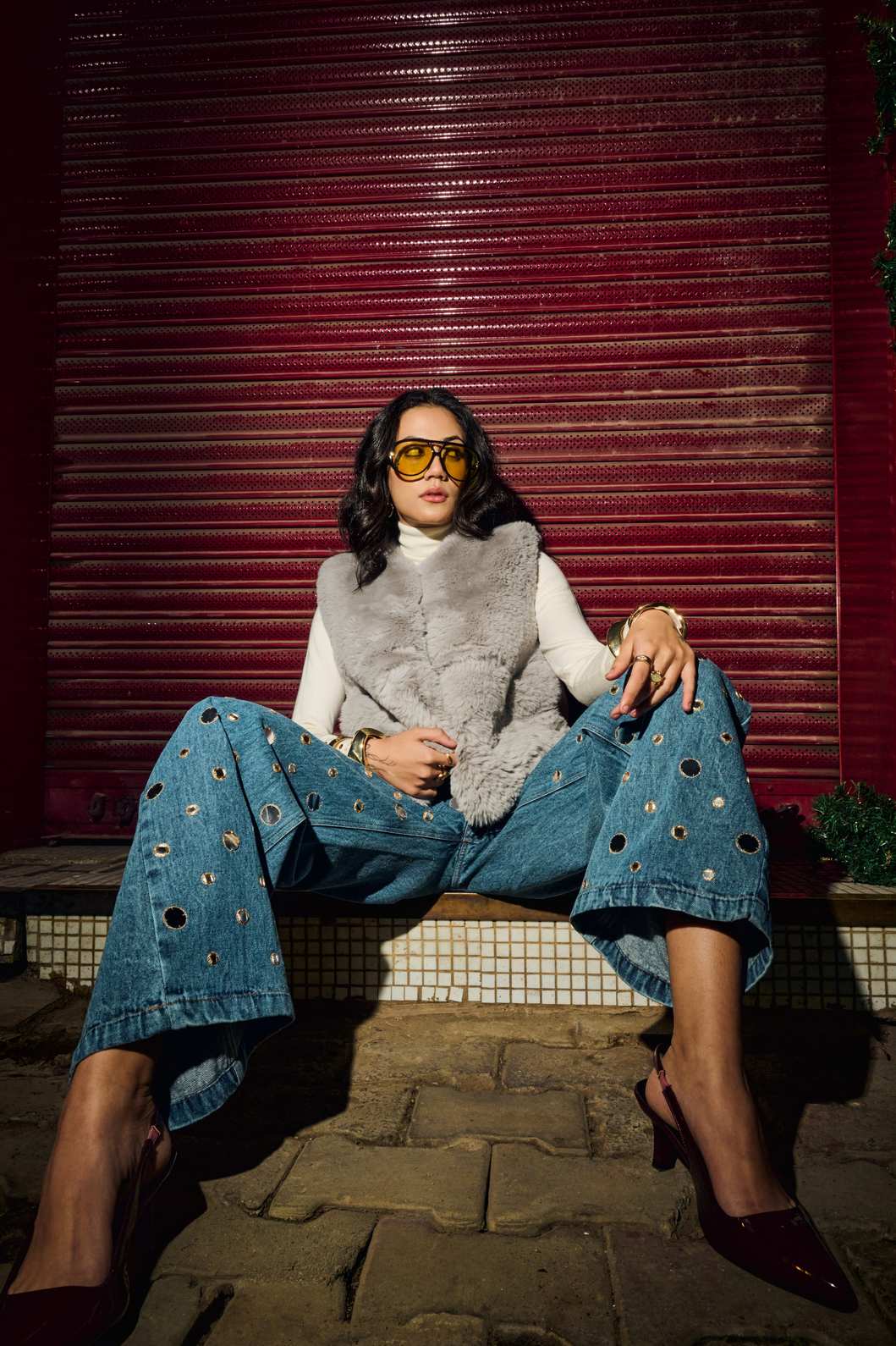 Reflective Disc Denim Jeans