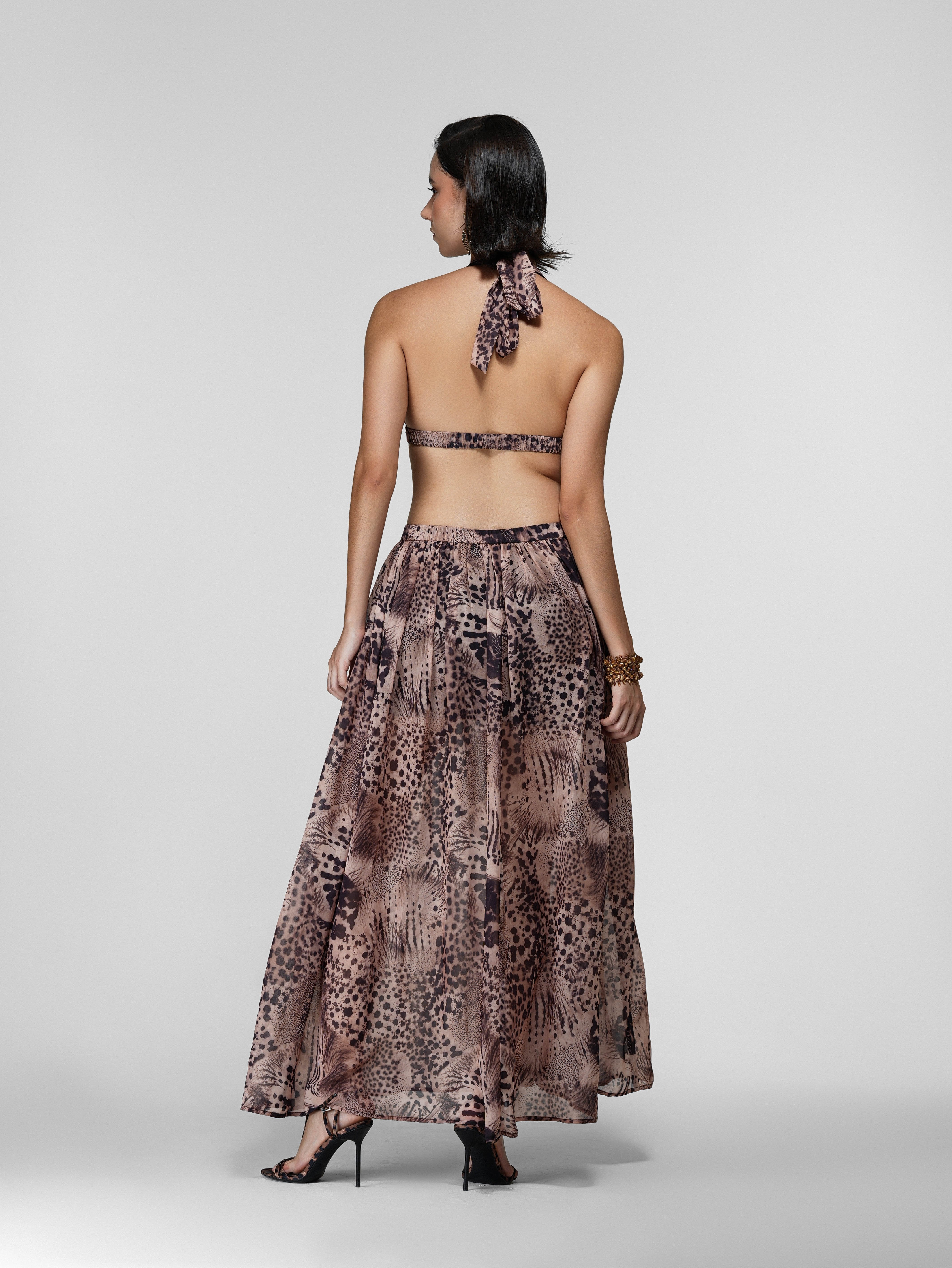 Halter Maxi Dress with Waist Cutout