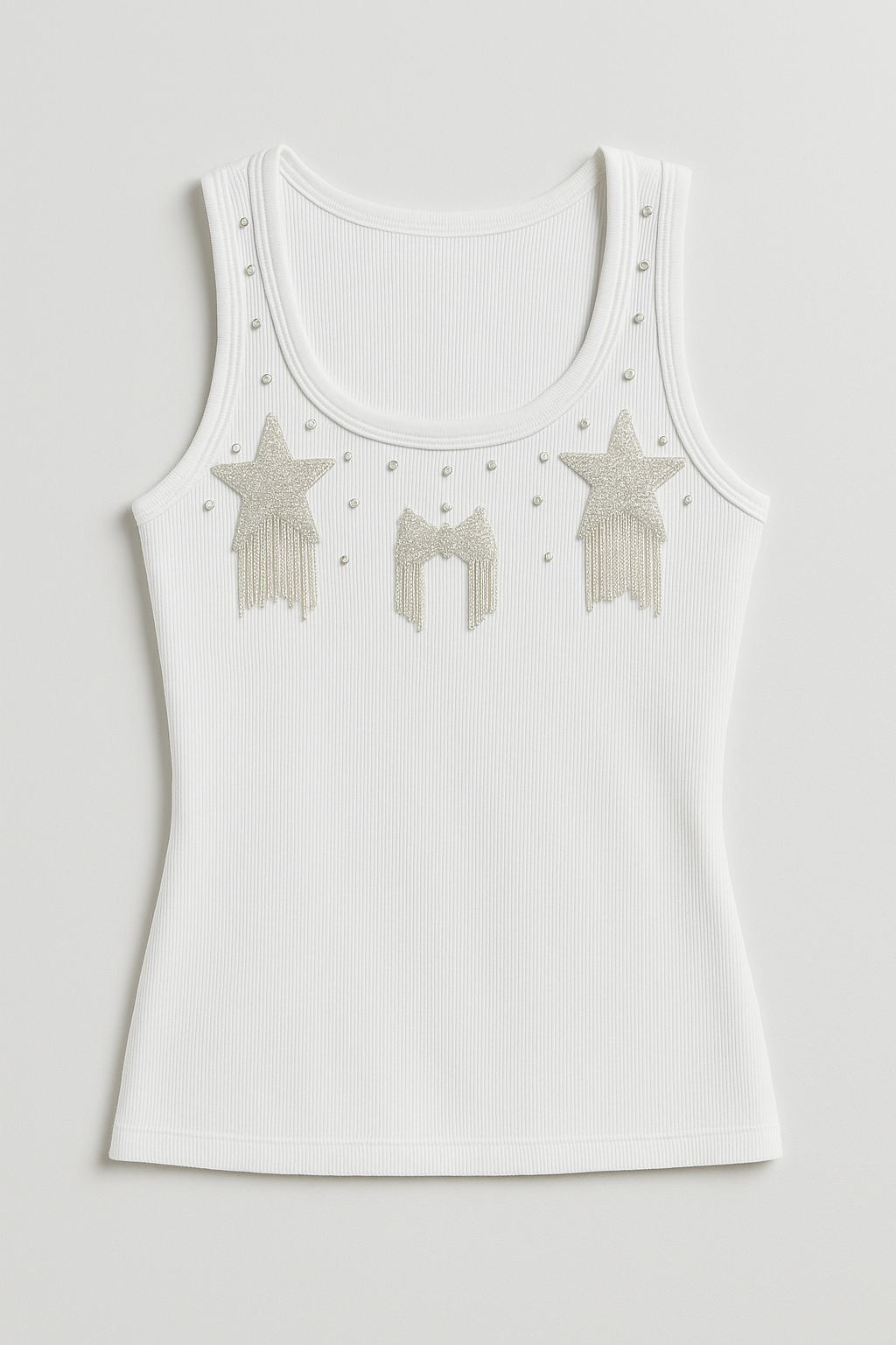 Silver Star Beaded Tank Top