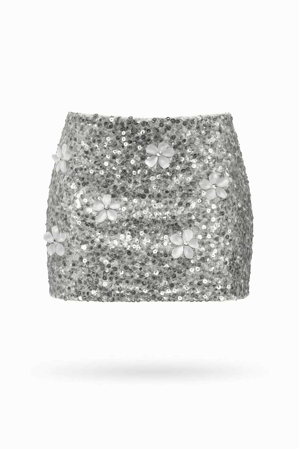 Silver Sequin Mini Skirt