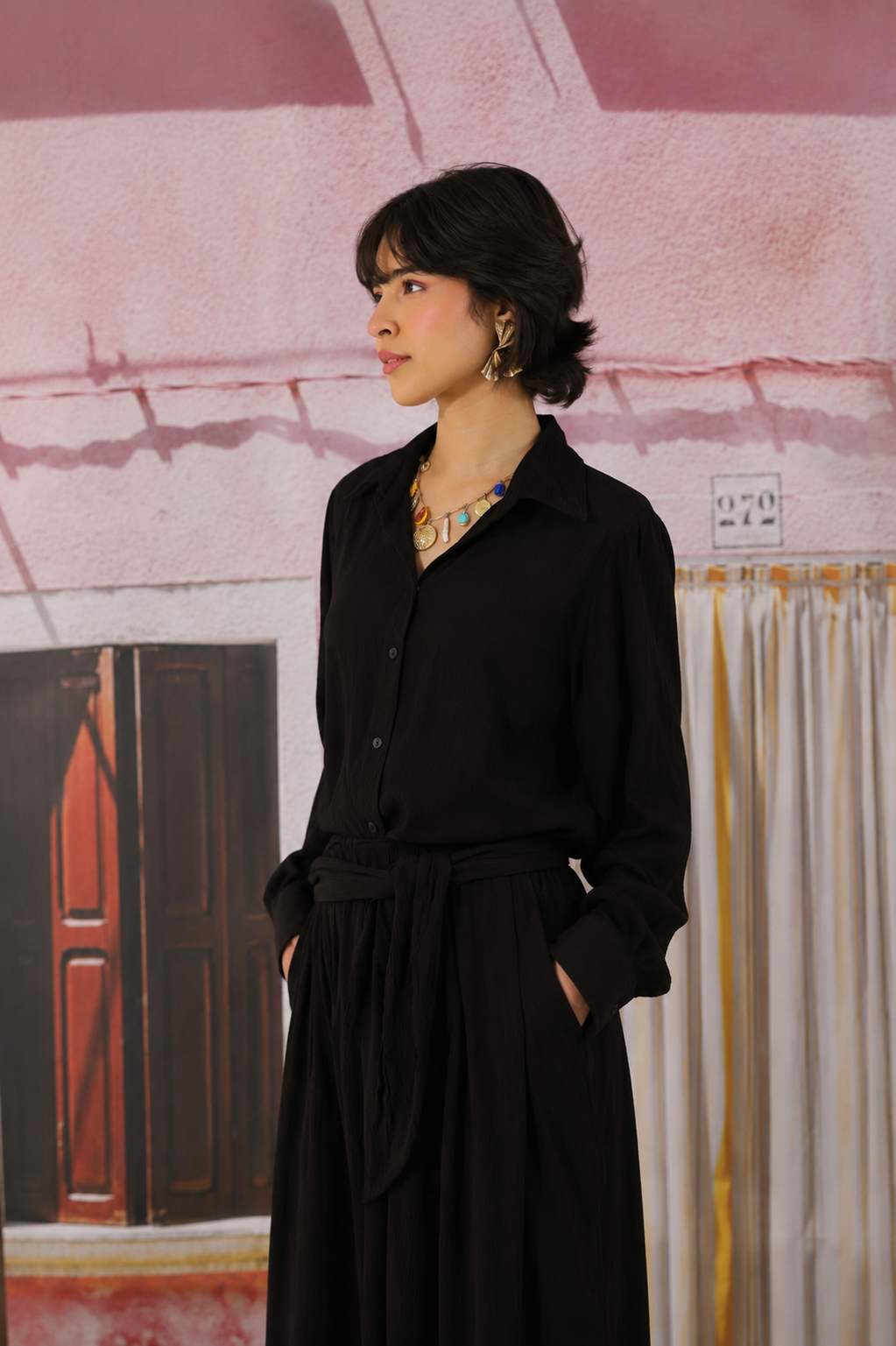 Noir Drape Shirt