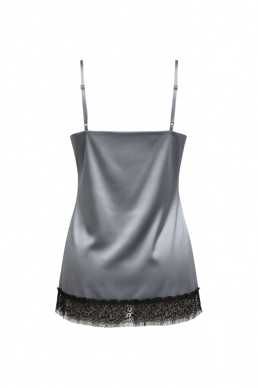 Silver Luxe Satin Lace Cami Top