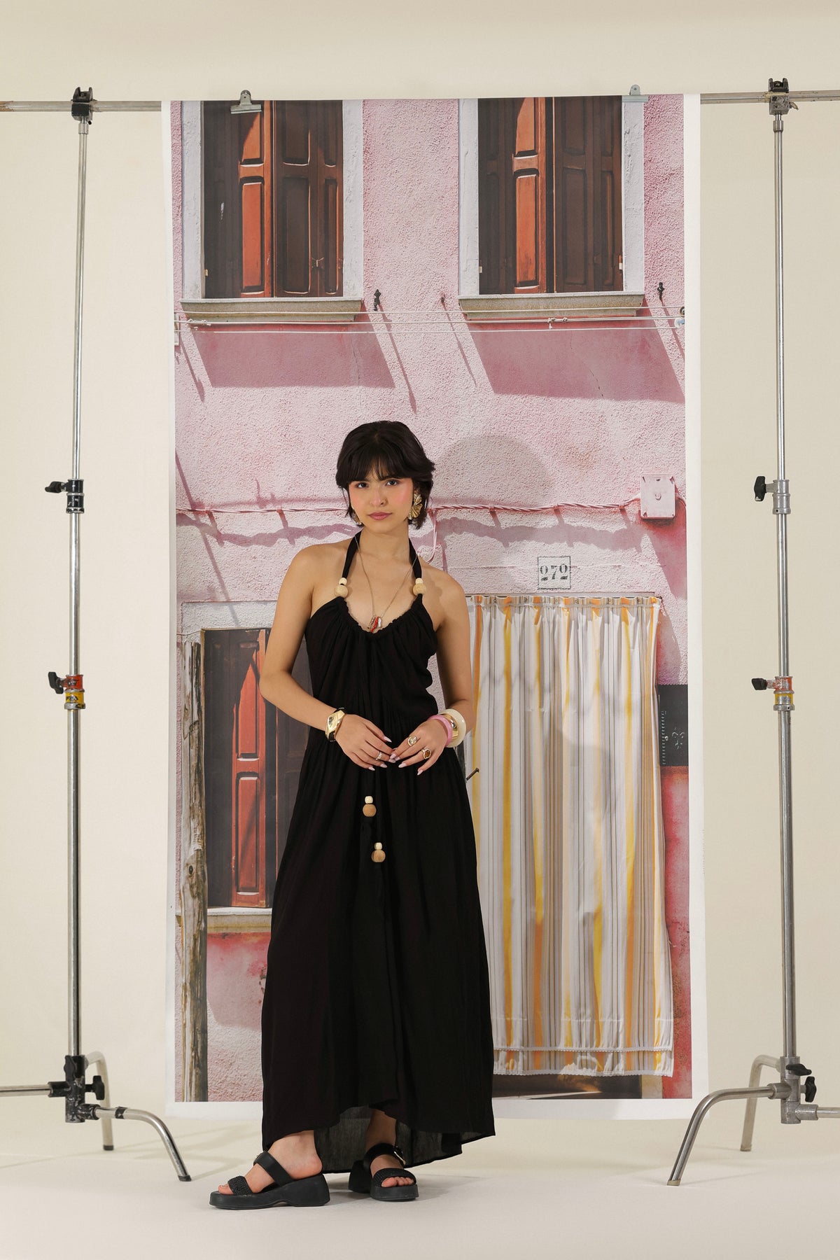 Noir Muse Halter Maxi Dress