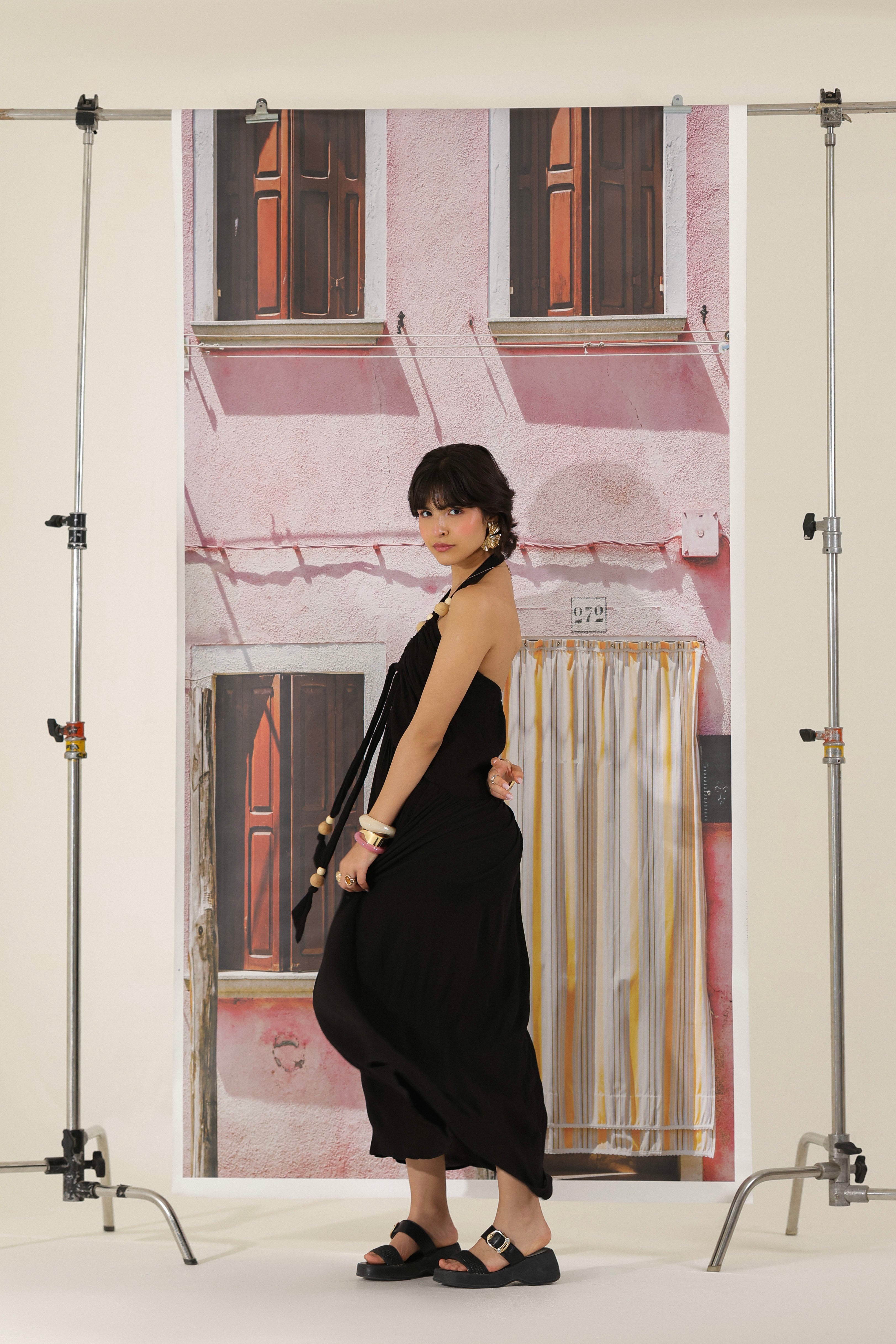 Noir Muse Halter Maxi Dress