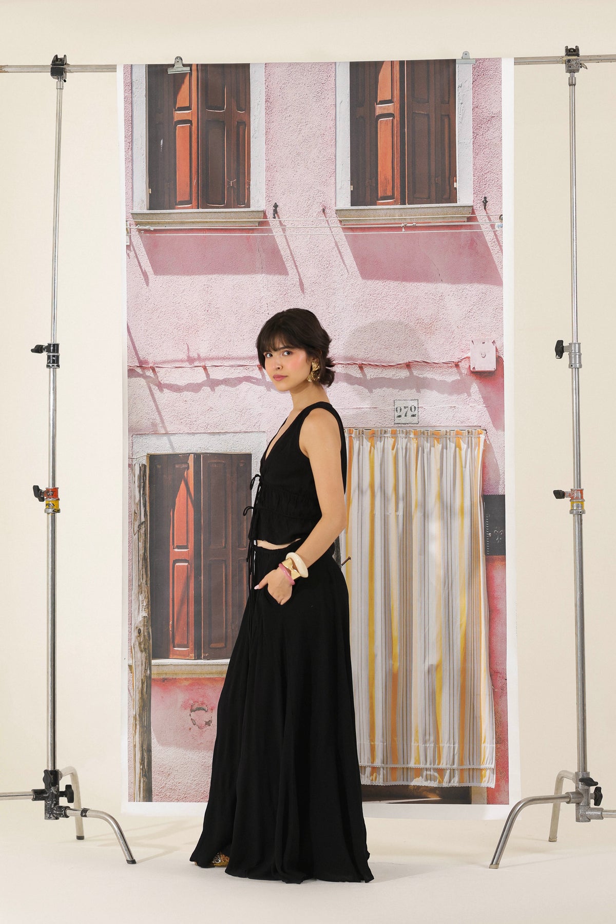 Noir Flared Maxi Skirt
