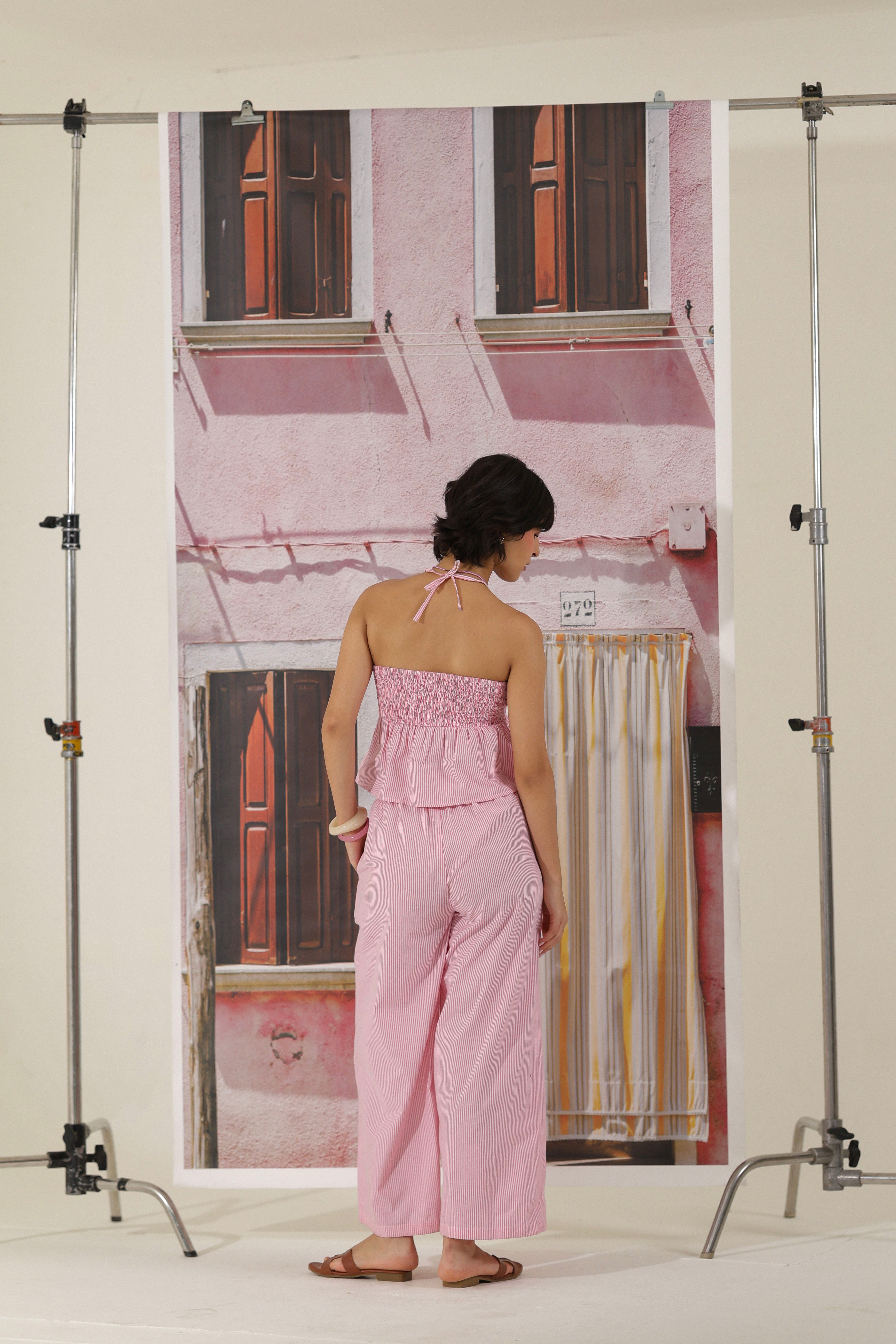 Pink Sugar Stripe Peplum Top