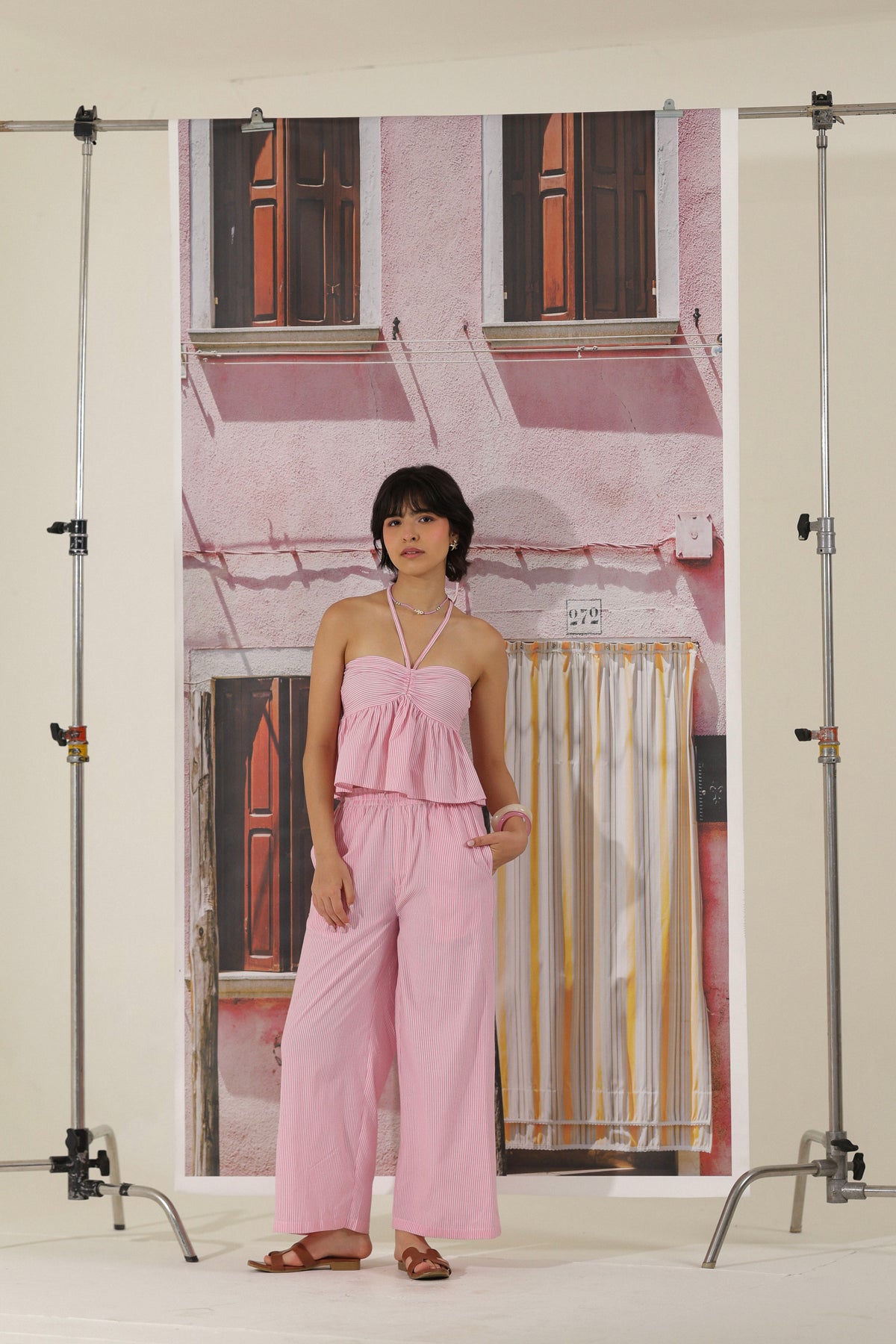 Pink Sugar Stripe Peplum Top