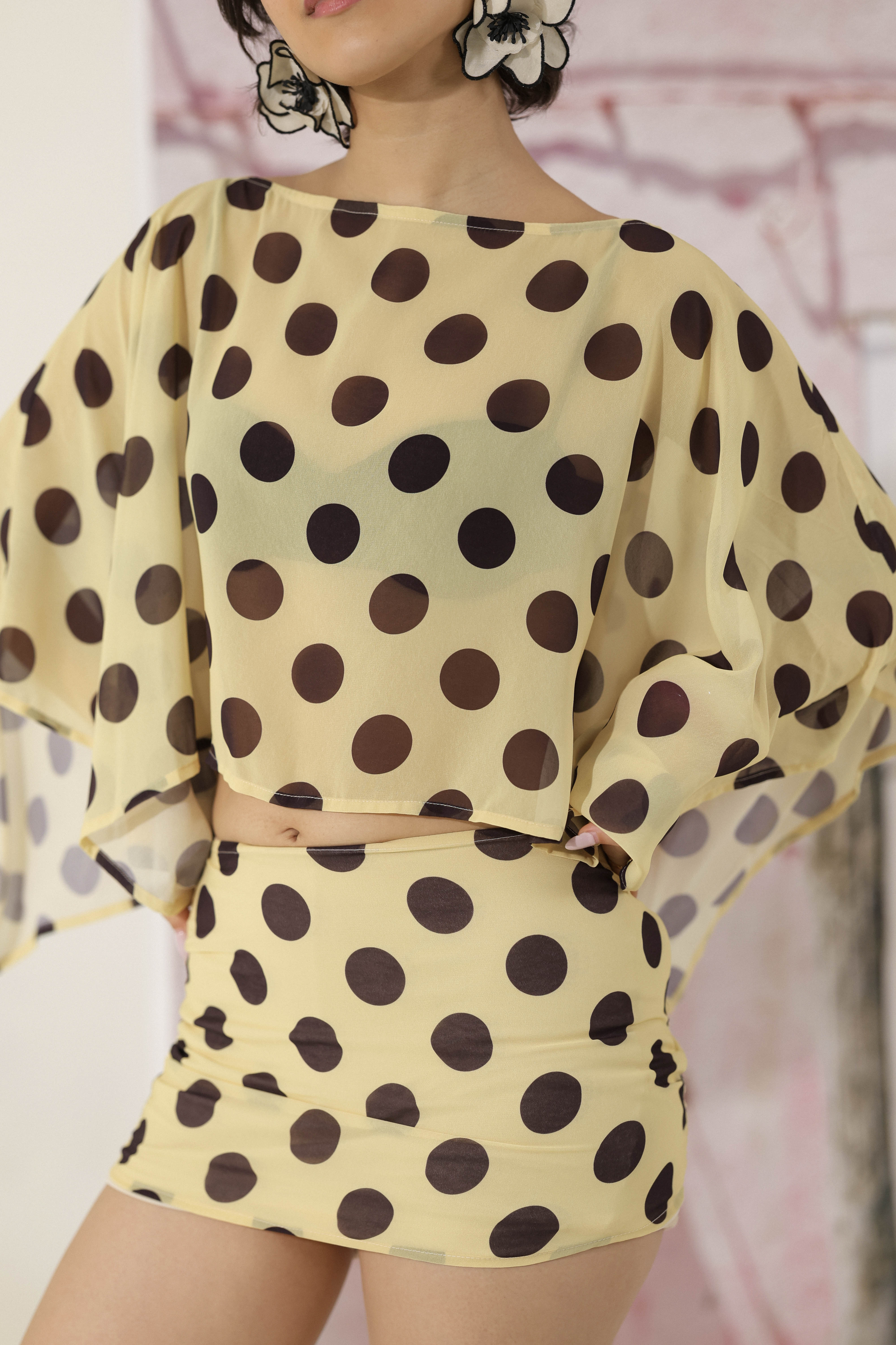 Butter Mocha Polka Mini Skirt