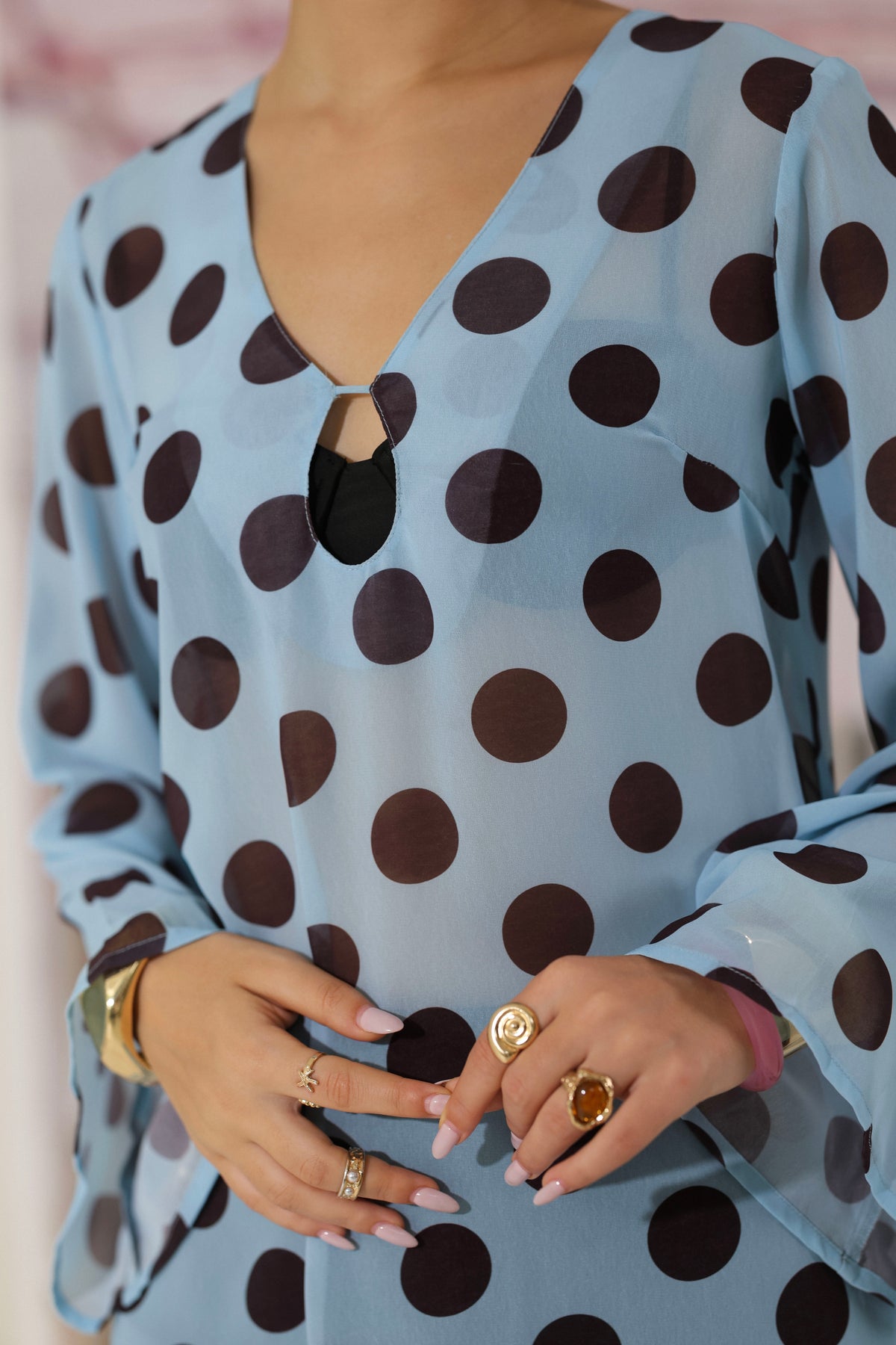 Sky Mocha Sheer Mini Dress