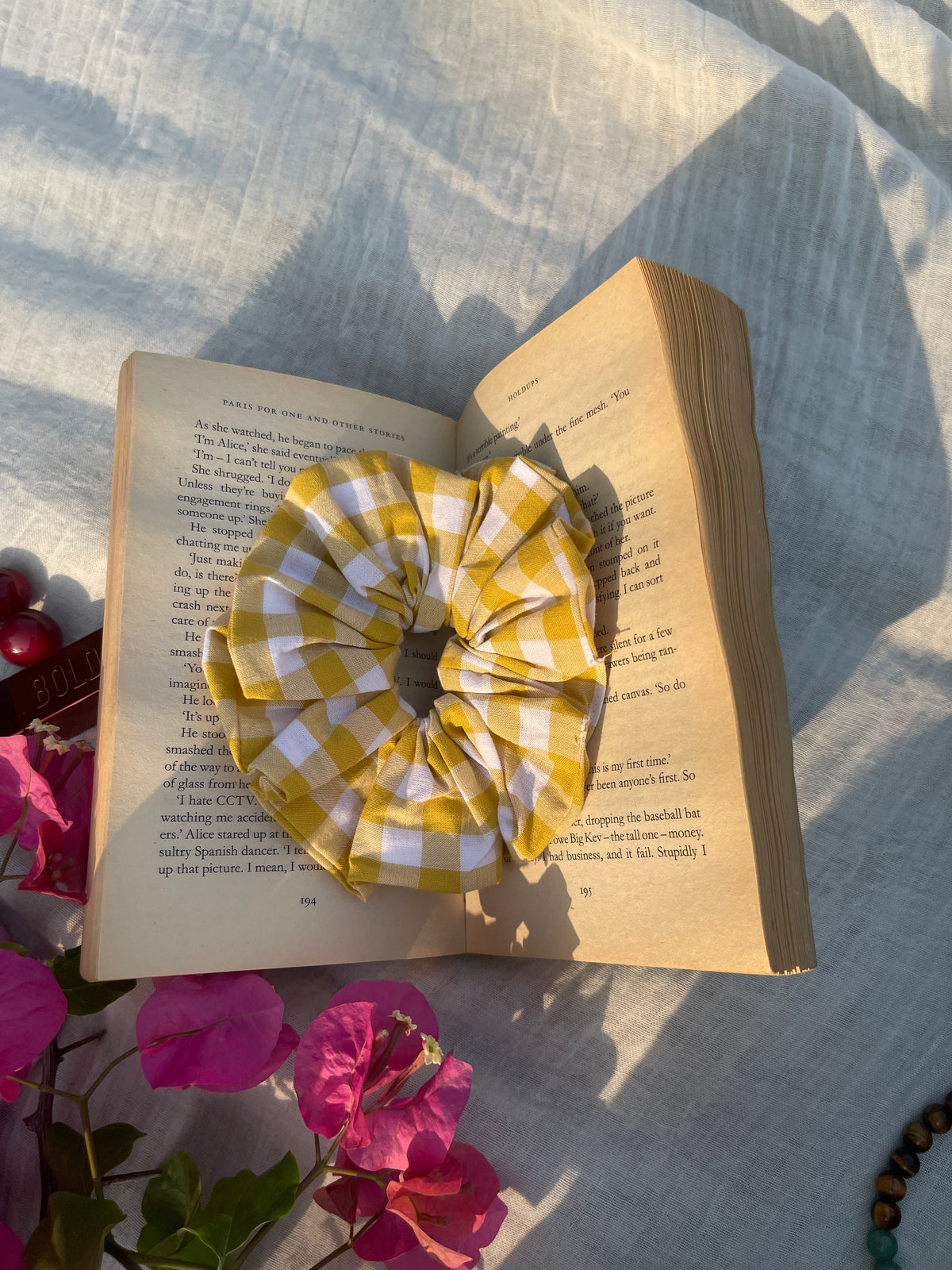 Yellow Gingham Scrunchie