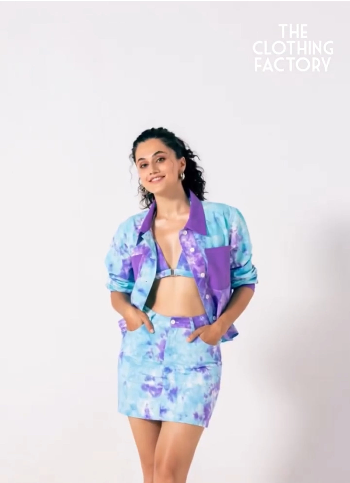 Blue Tie & Dye Twill Bralette Top