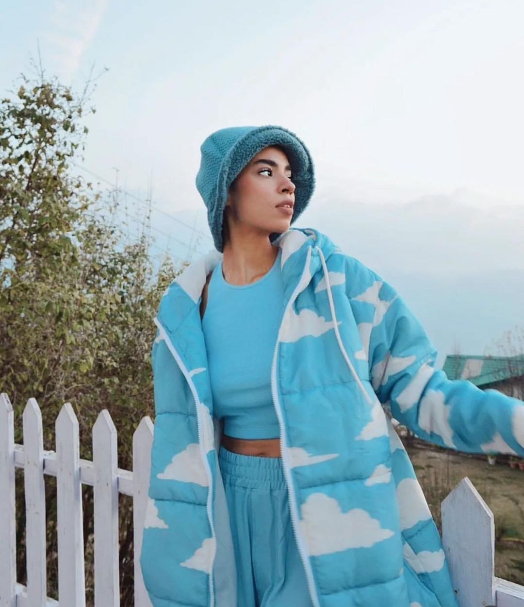 Cloud Print Puffer Jacket with Hood