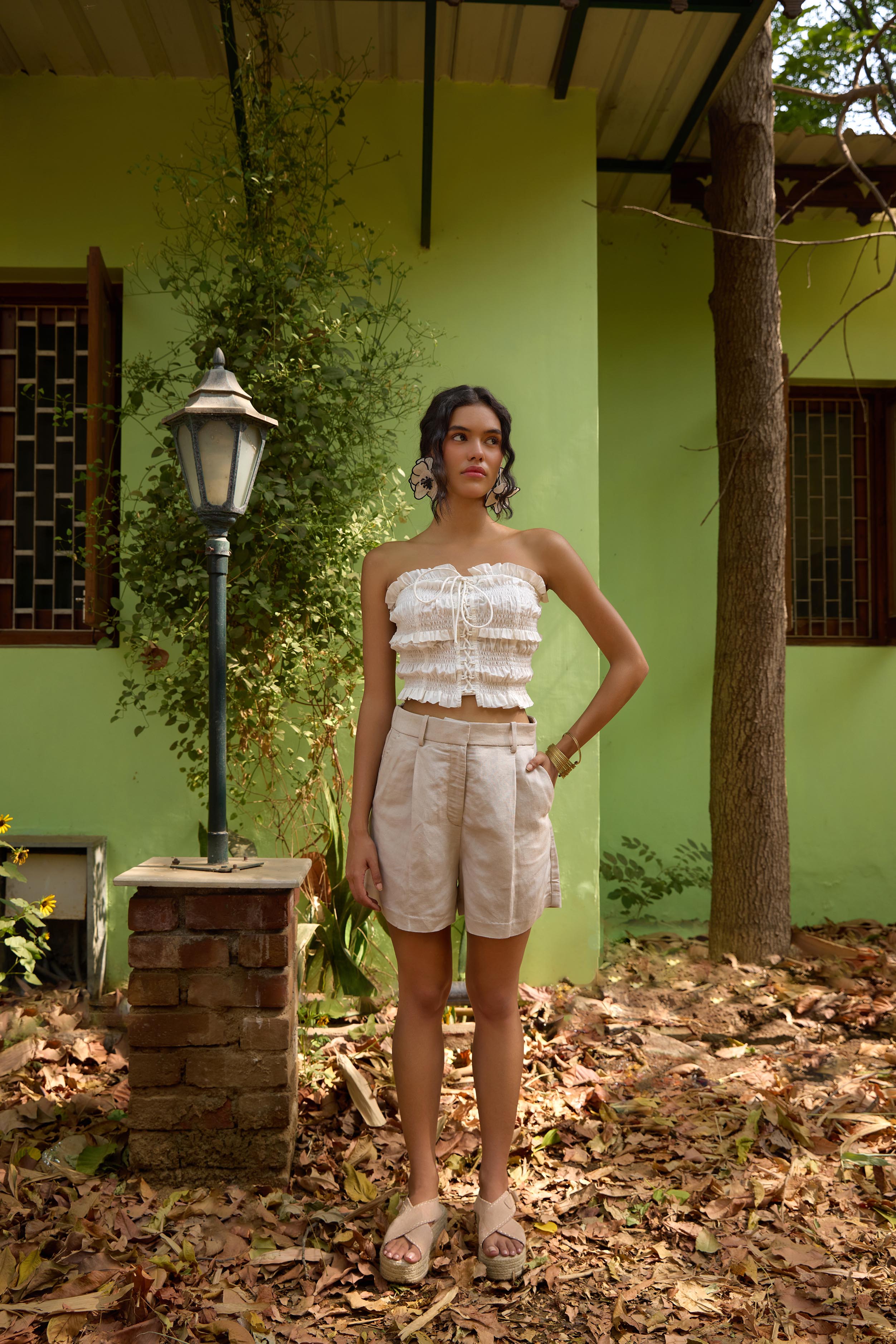 White Smocking Tube Top