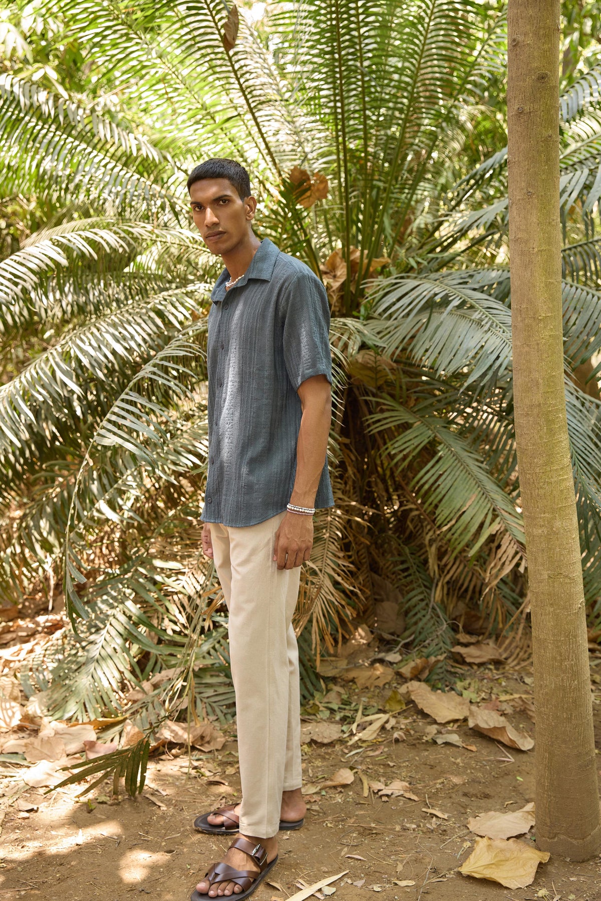 Beige Relaxed Fit Men's Trouser