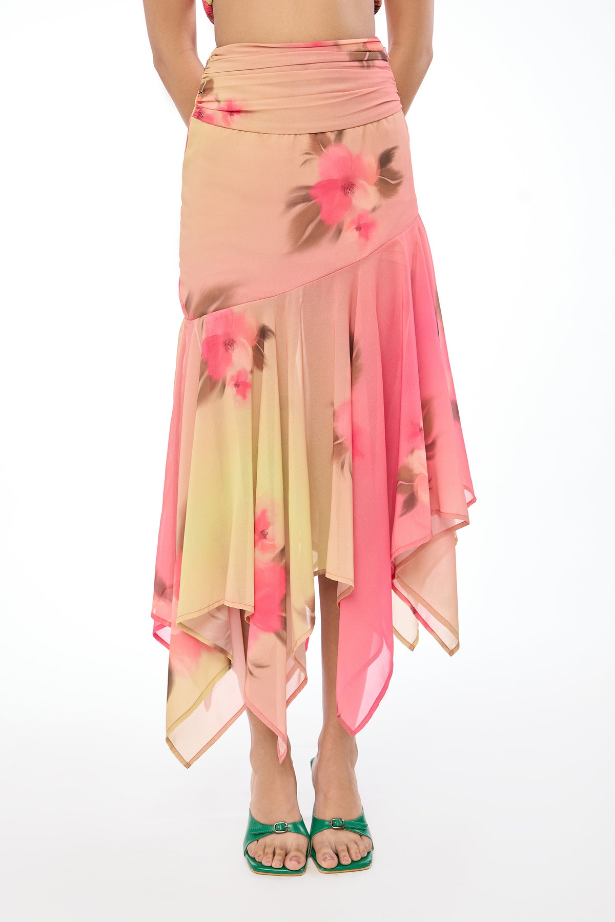 Tropical Bloom Ombre Maxi Skirt