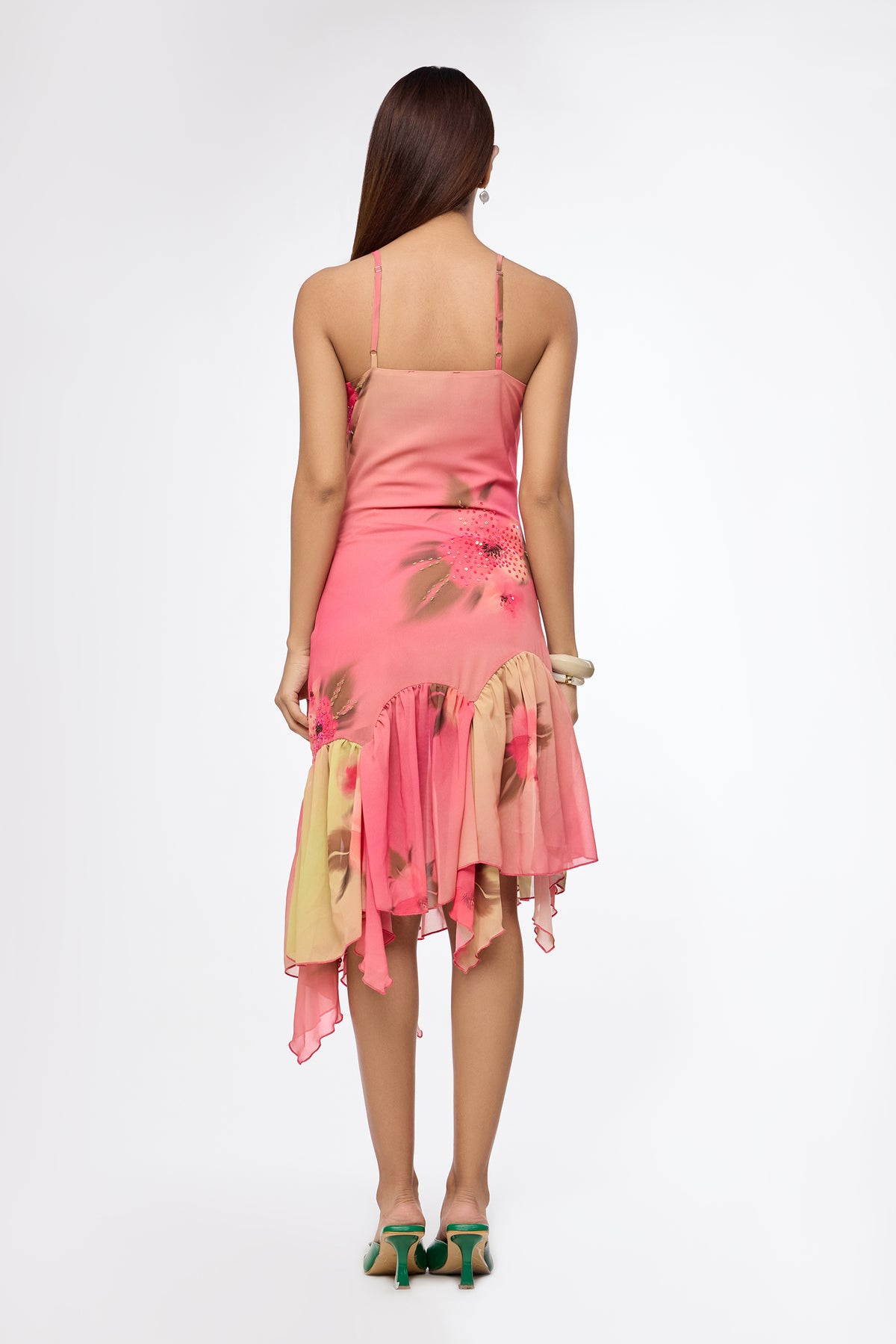 Tropical Bloom Gradient Slip Dress