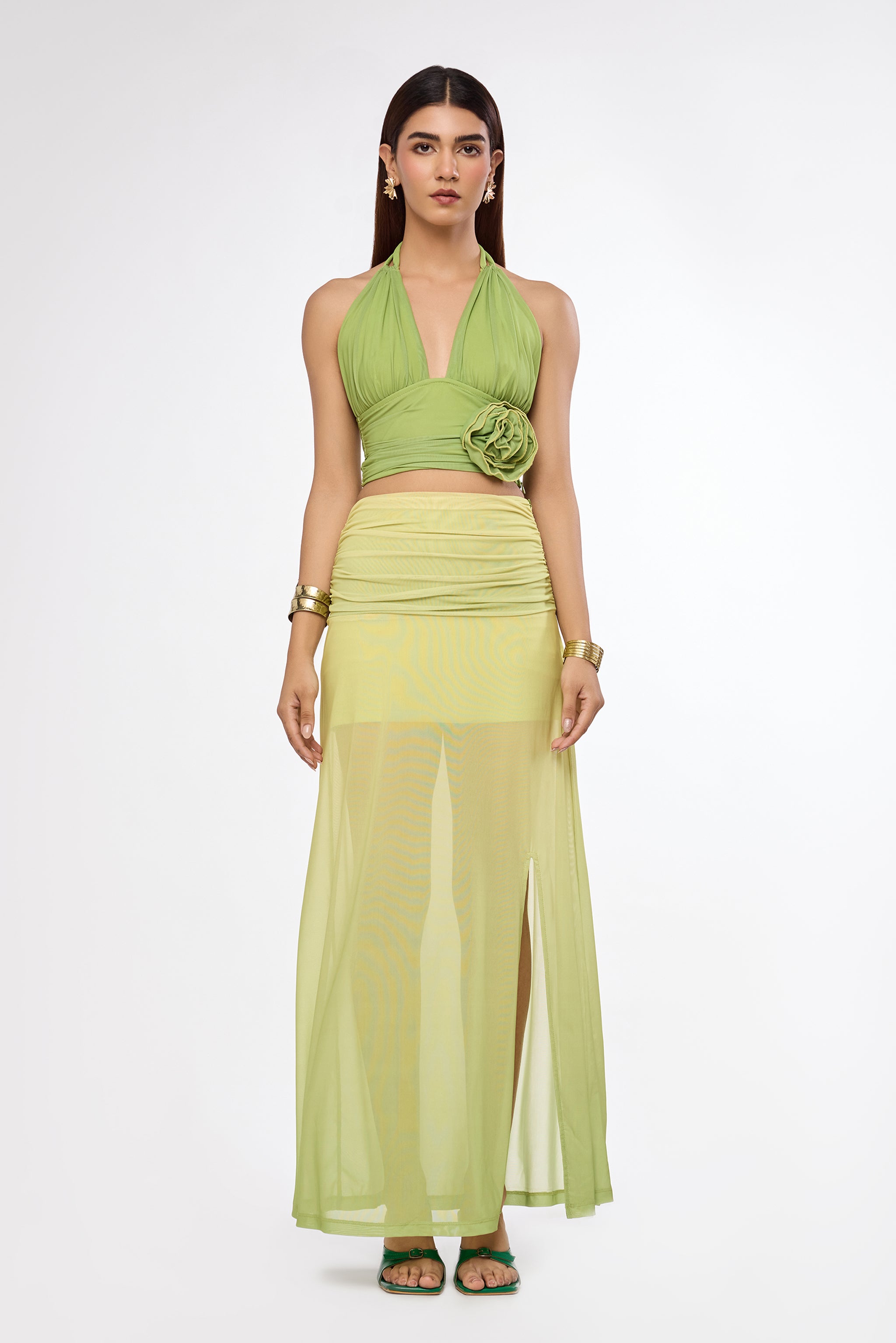 Citrus Ombre Sheer Maxi Skirt