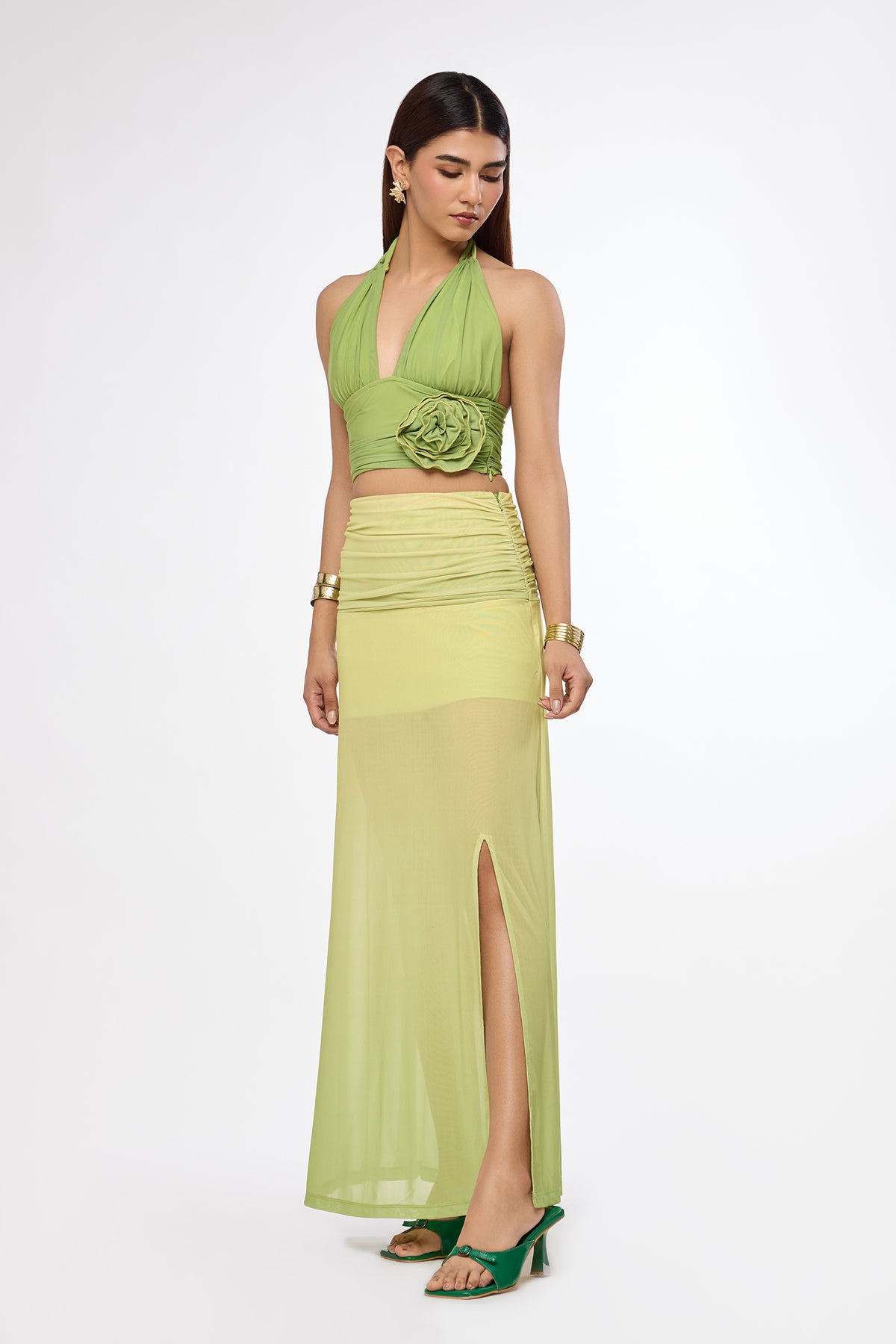 Citrus Ombre Sheer Maxi Skirt