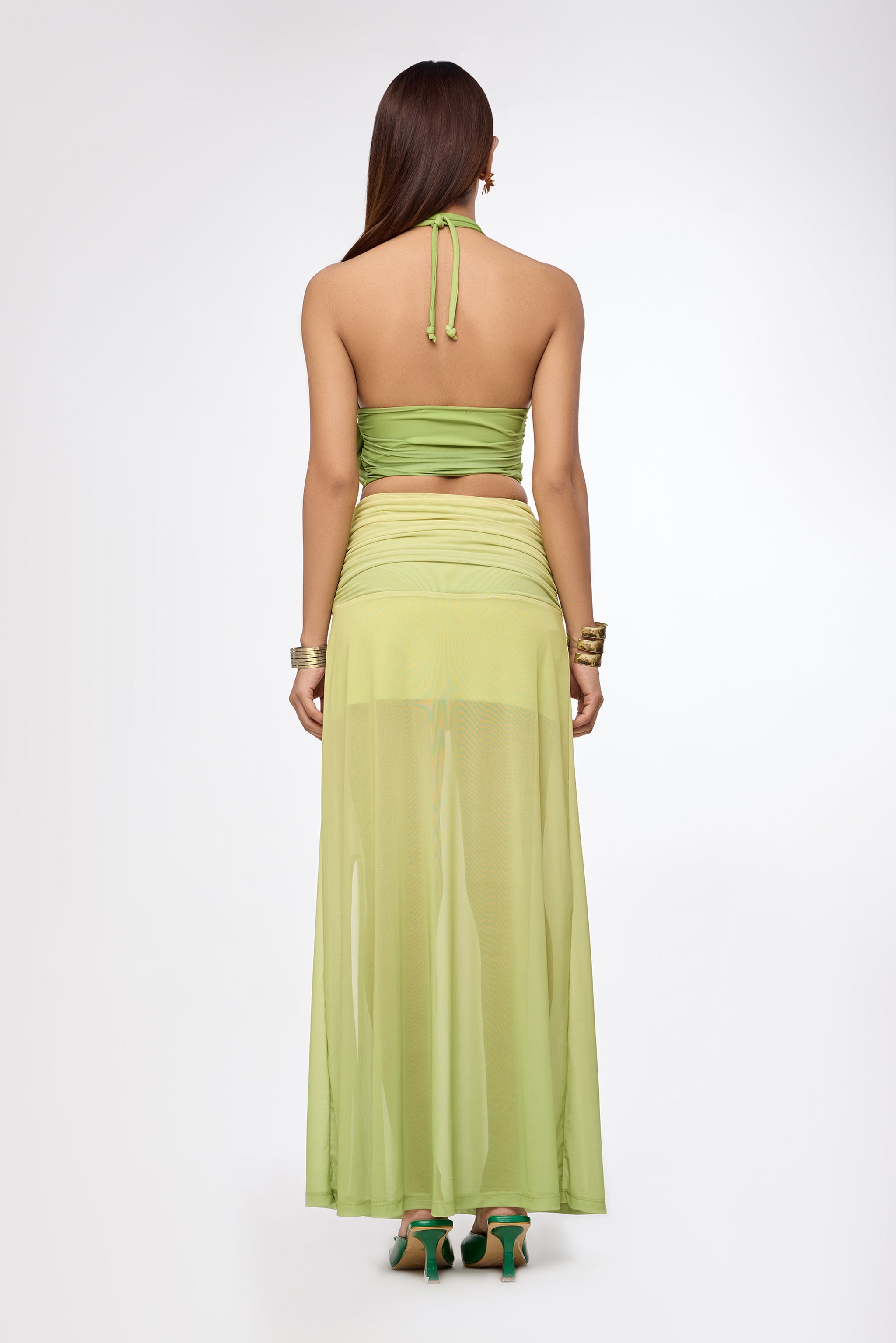 Citrus Ombre Sheer Maxi Skirt