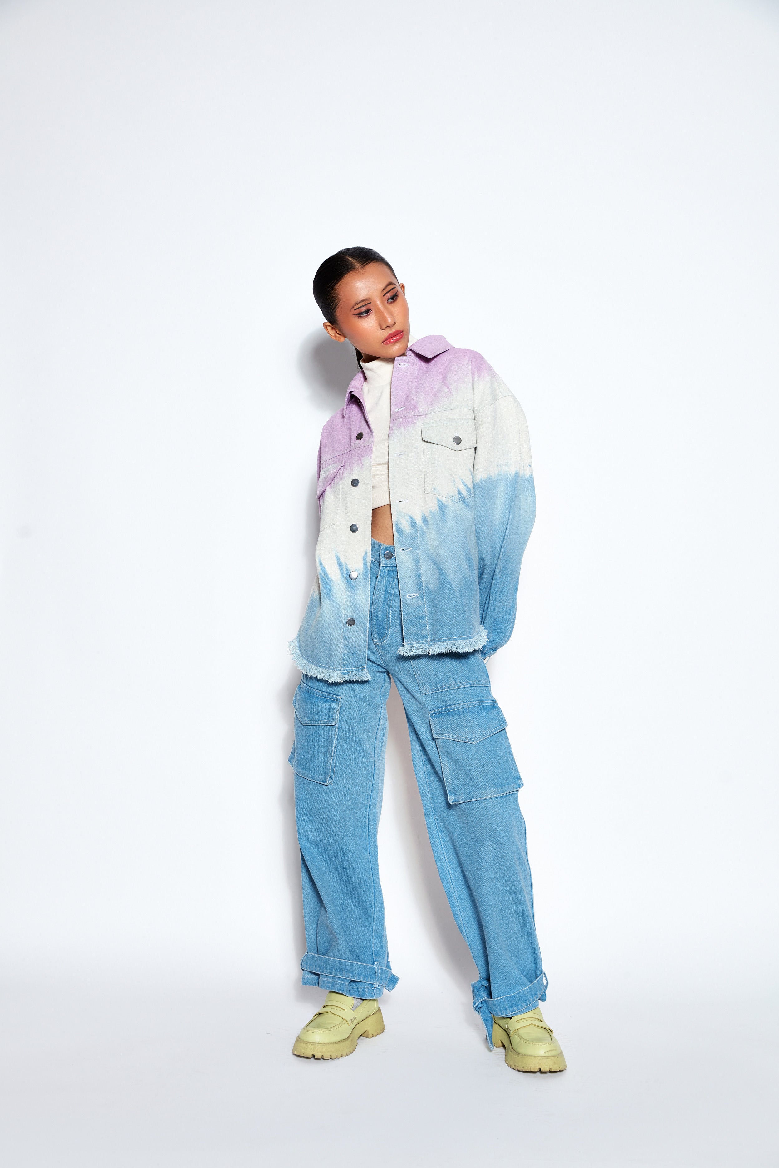 Ombre Denim Jacket -Lavender