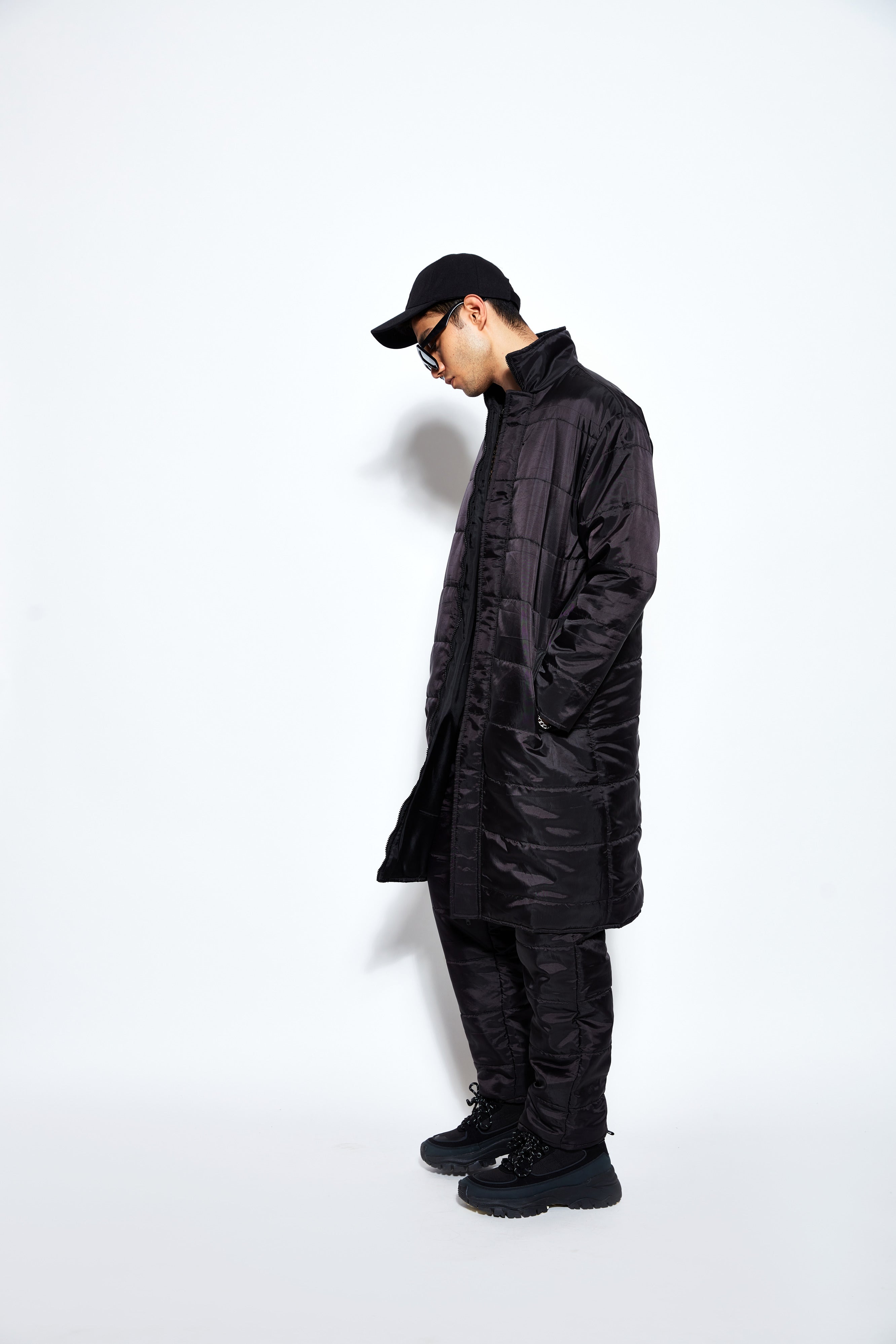 Long Puffer Jacket-Black
