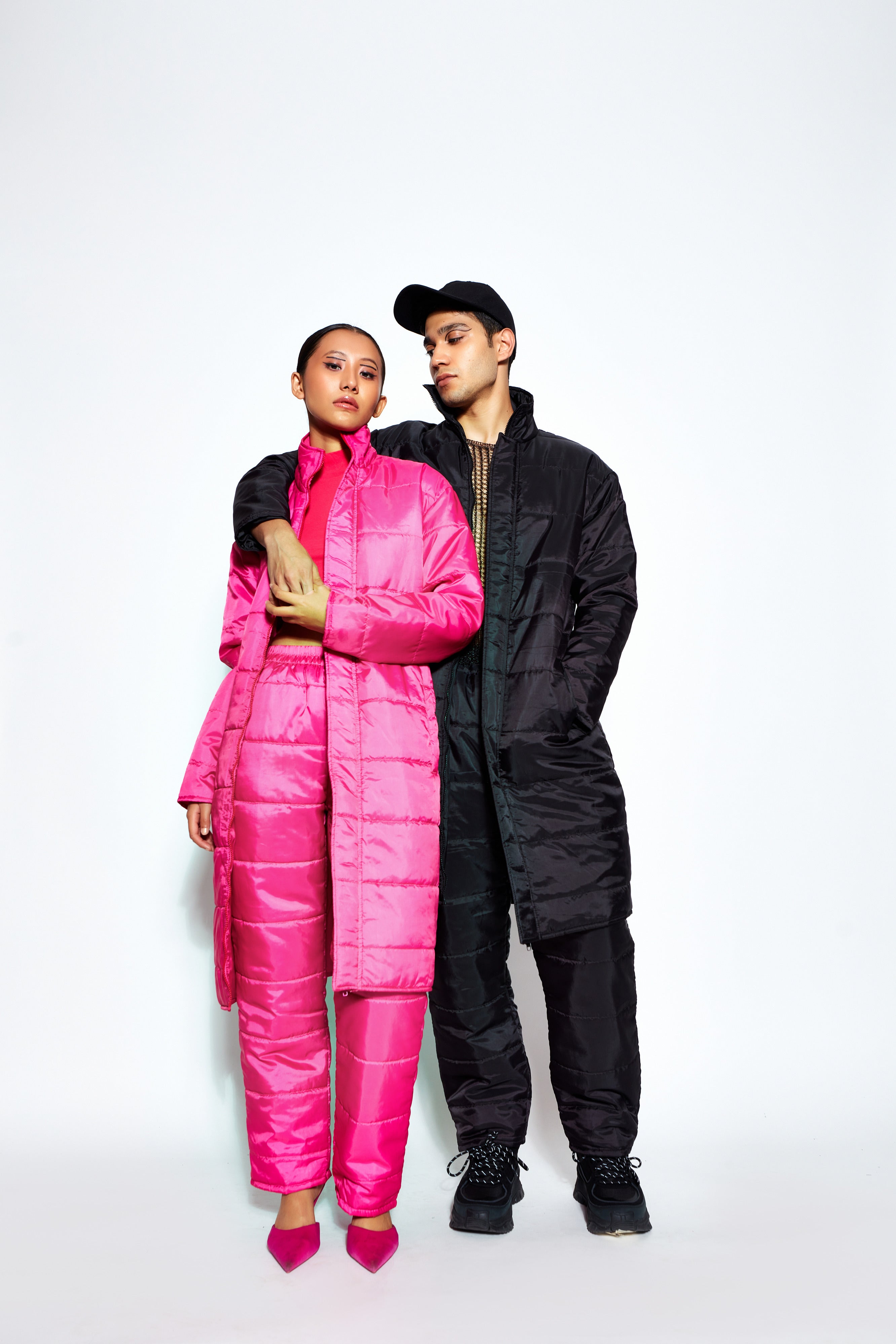 Long Puffer Jacket-Black