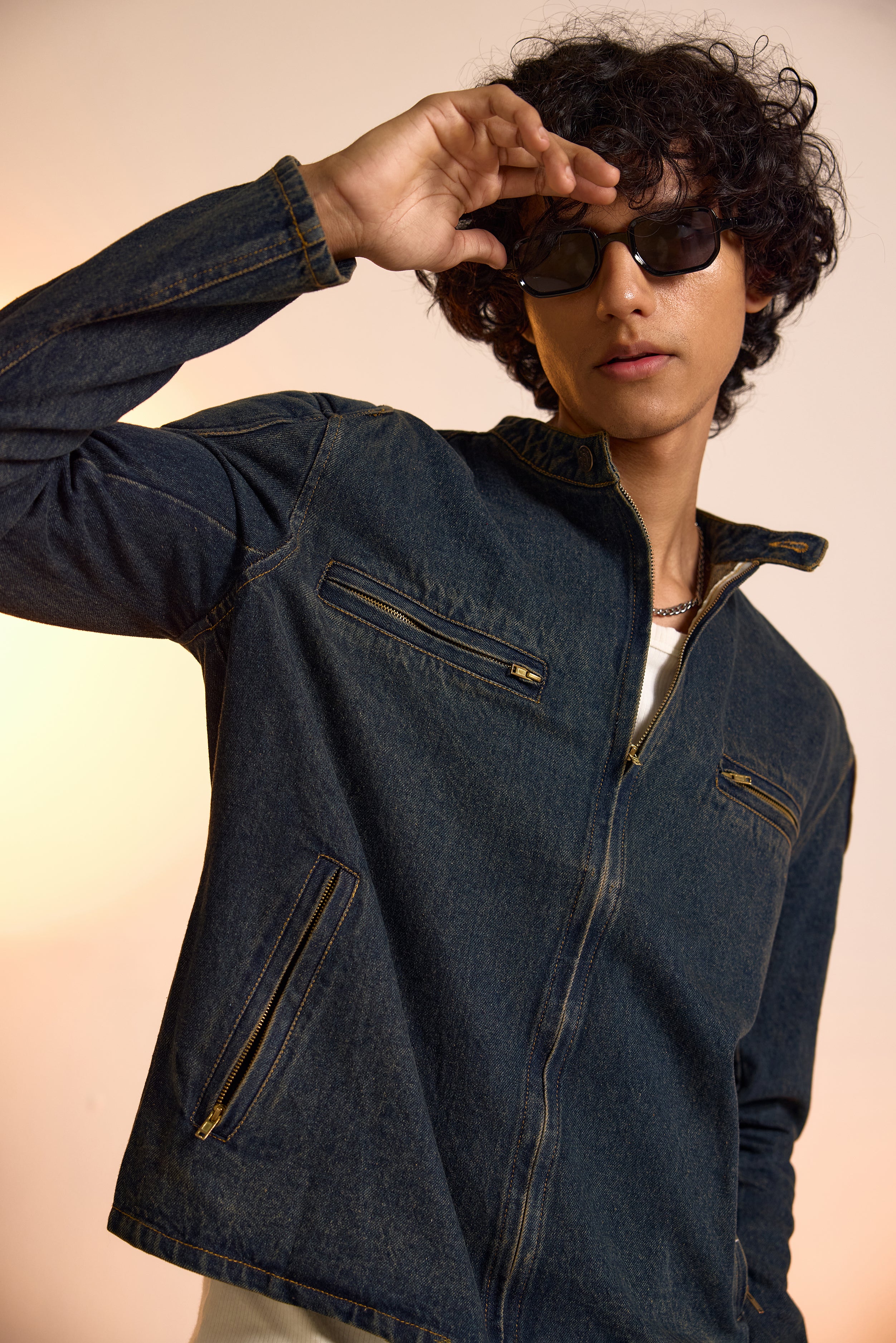 Midnight Biker Denim Jacket-Men
