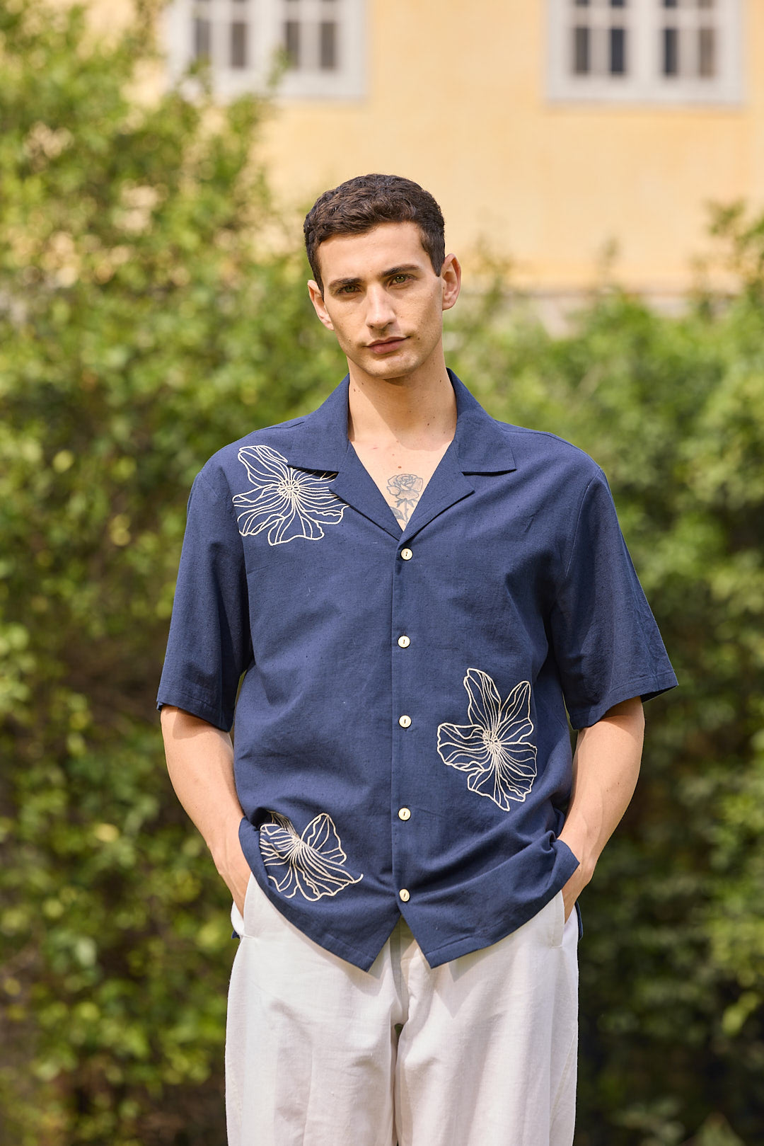 Midnight Blue Embroidered Shirt