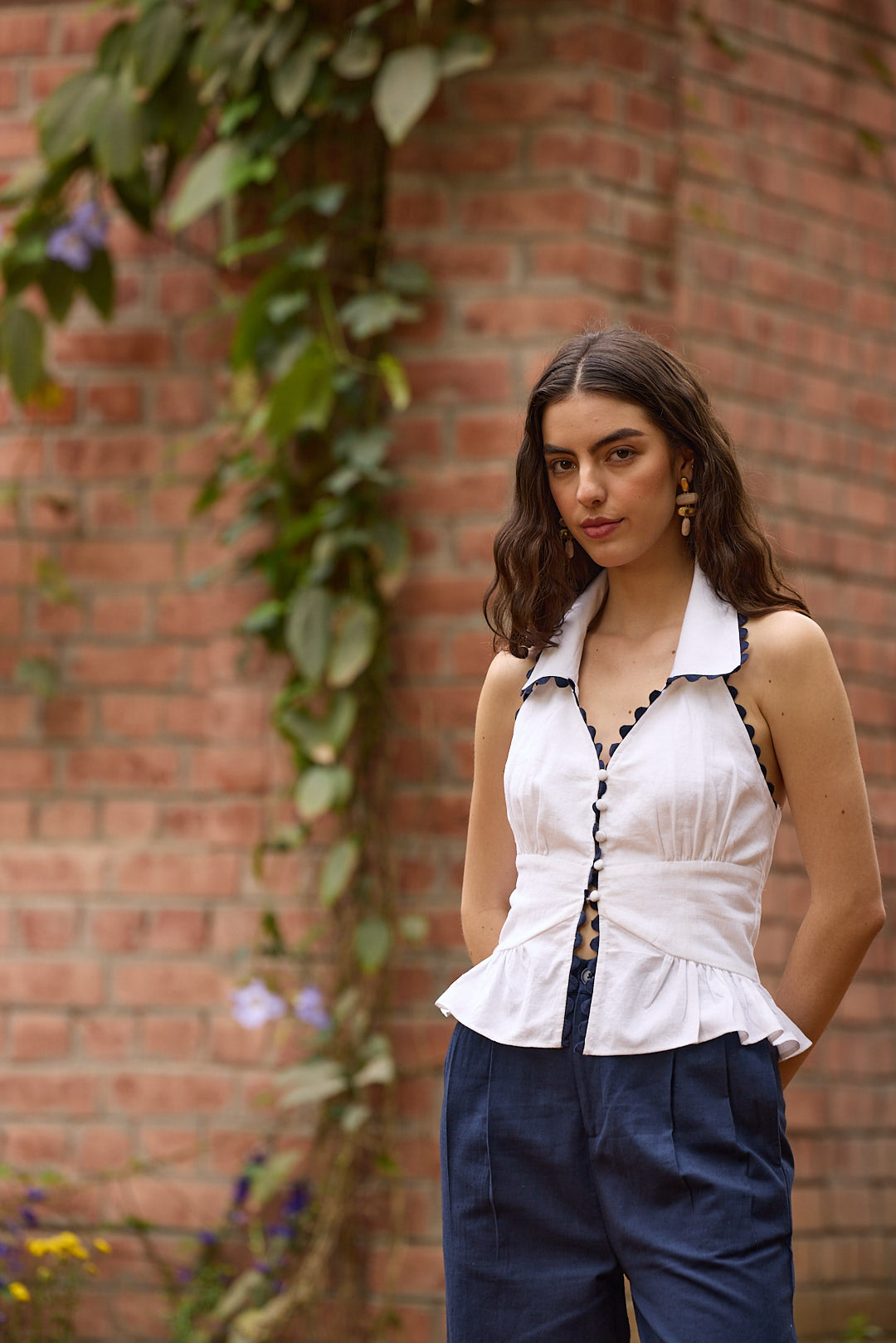 Collar andequalMandarin collar design peplum tops andequal collar