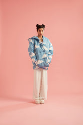 Cloud Print Puffer Jacket with Hood