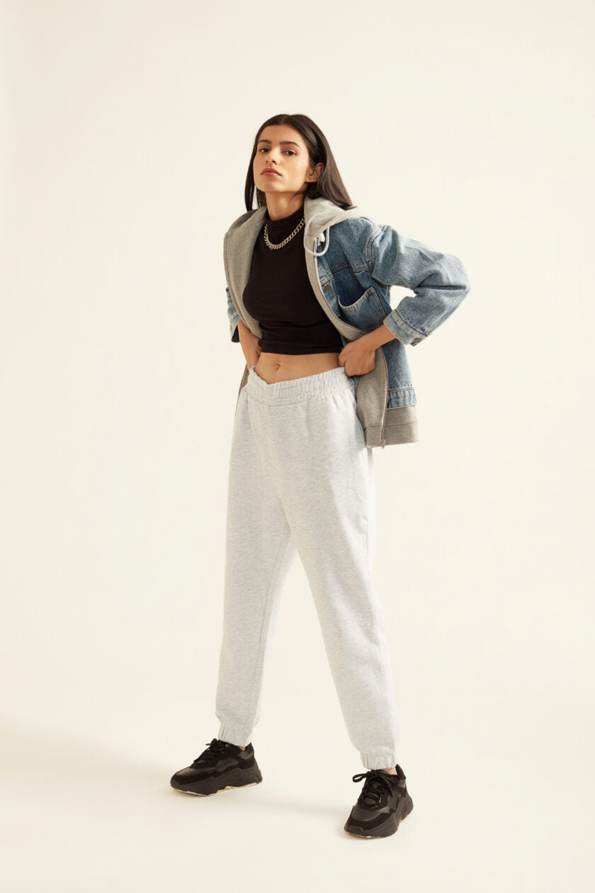 Denim Jacket with Grey Hoodie